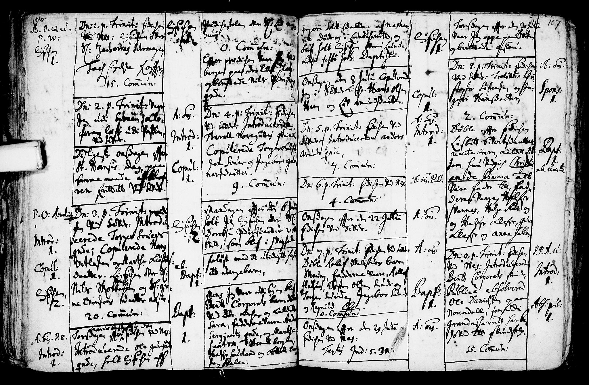 Sauherad kirkebøker, AV/SAKO-A-298/F/Fa/L0002: Parish register (official) no. I 2, 1681-1720, p. 106-107