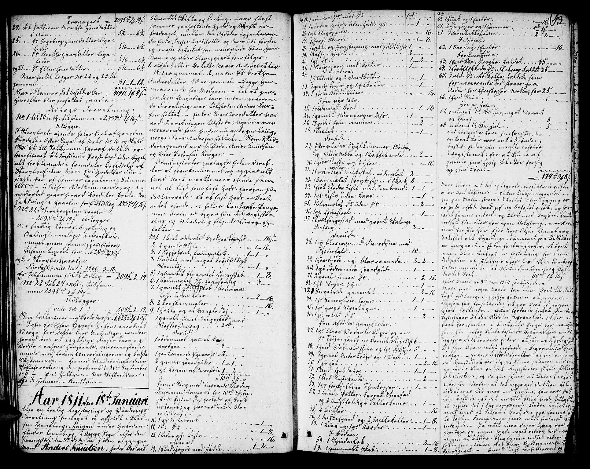 Aker sorenskriveri, AV/SAO-A-10895/H/Hb/L0018: Skifteprotokoll, 1811-1820, p. 42b-43a