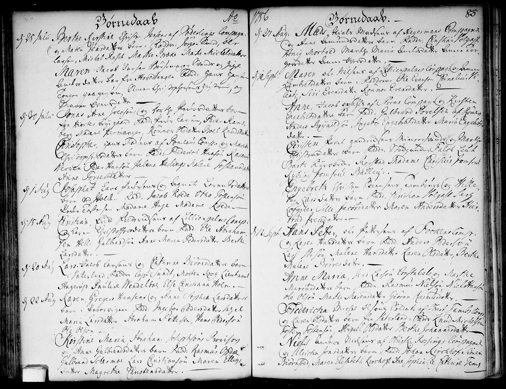 Garnisonsmenigheten Kirkebøker, SAO/A-10846/F/Fa/L0001: Parish register (official) no. 1, 1734-1756, p. 85