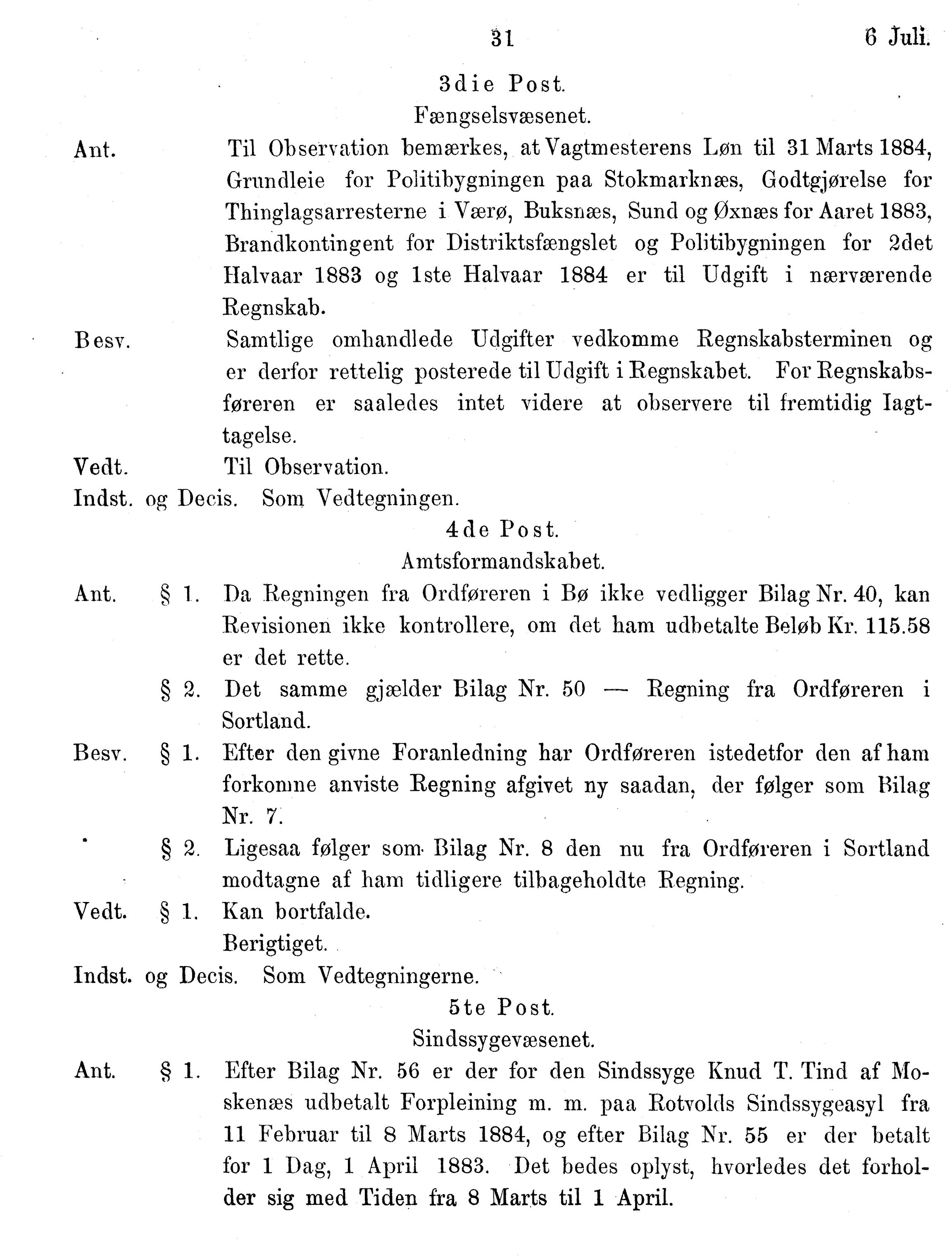 Nordland Fylkeskommune. Fylkestinget, AIN/NFK-17/176/A/Ac/L0014: Fylkestingsforhandlinger 1881-1885, 1881-1885