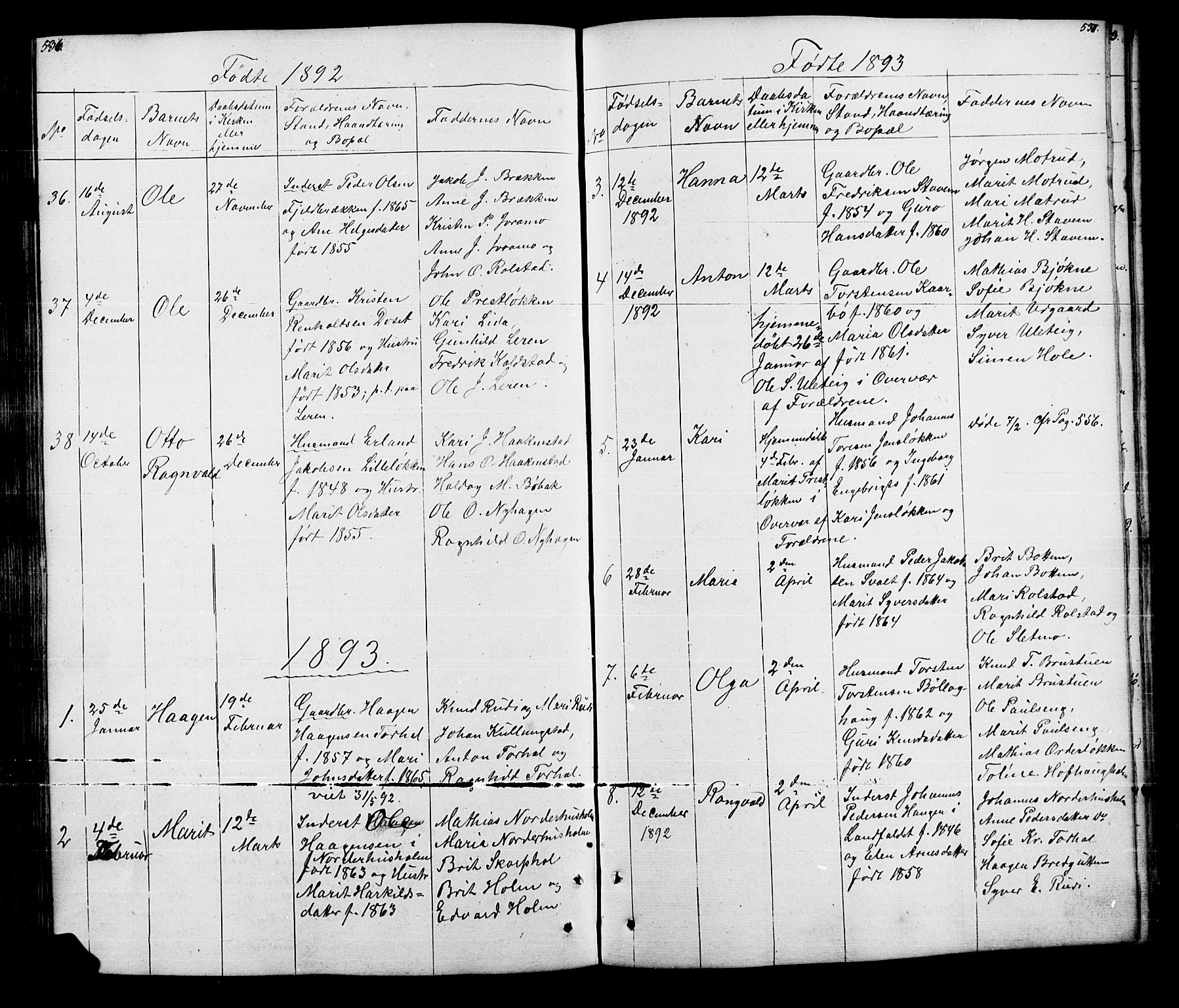 Lesja prestekontor, SAH/PREST-068/H/Ha/Hab/L0005: Parish register (copy) no. 5, 1850-1894, p. 536-537