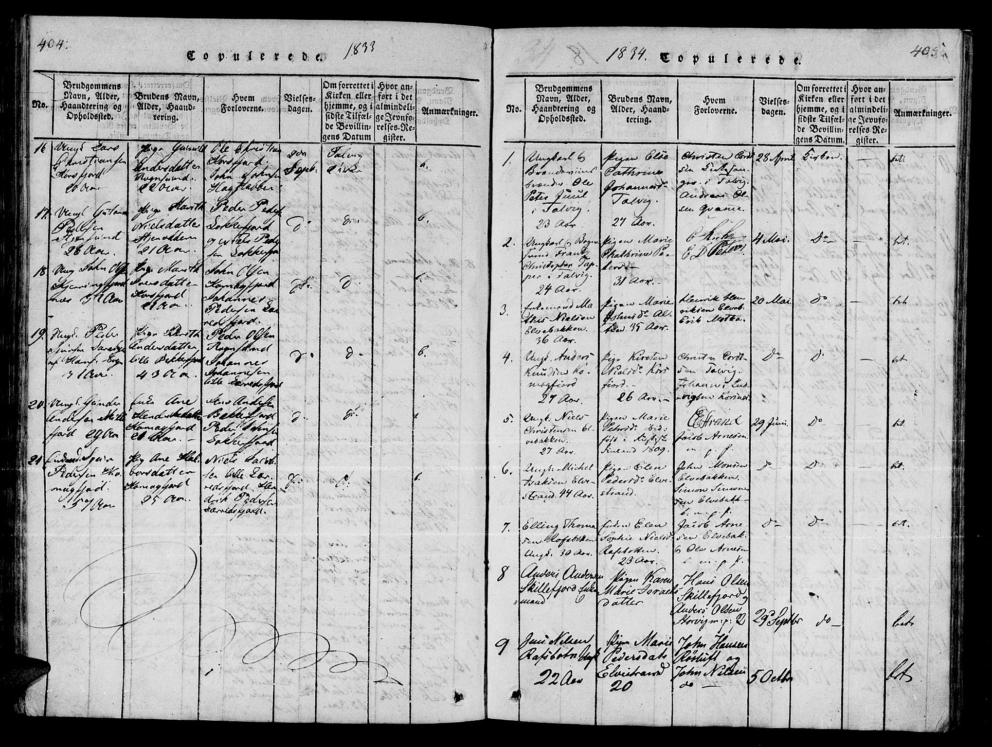 Talvik sokneprestkontor, SATØ/S-1337/H/Ha/L0008kirke: Parish register (official) no. 8, 1821-1837, p. 404-405