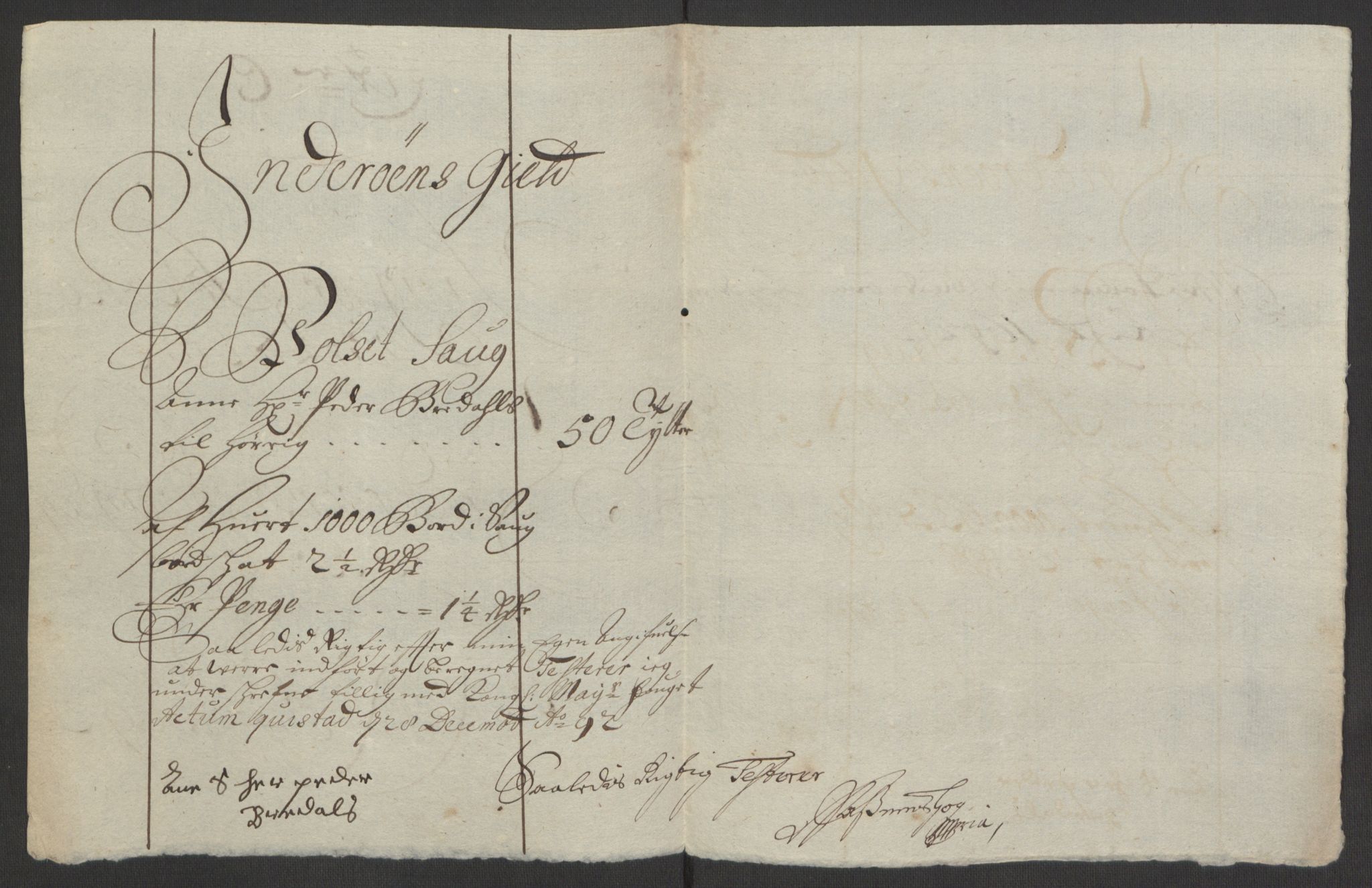Rentekammeret inntil 1814, Reviderte regnskaper, Fogderegnskap, RA/EA-4092/R63/L4308: Fogderegnskap Inderøy, 1692-1694, p. 75