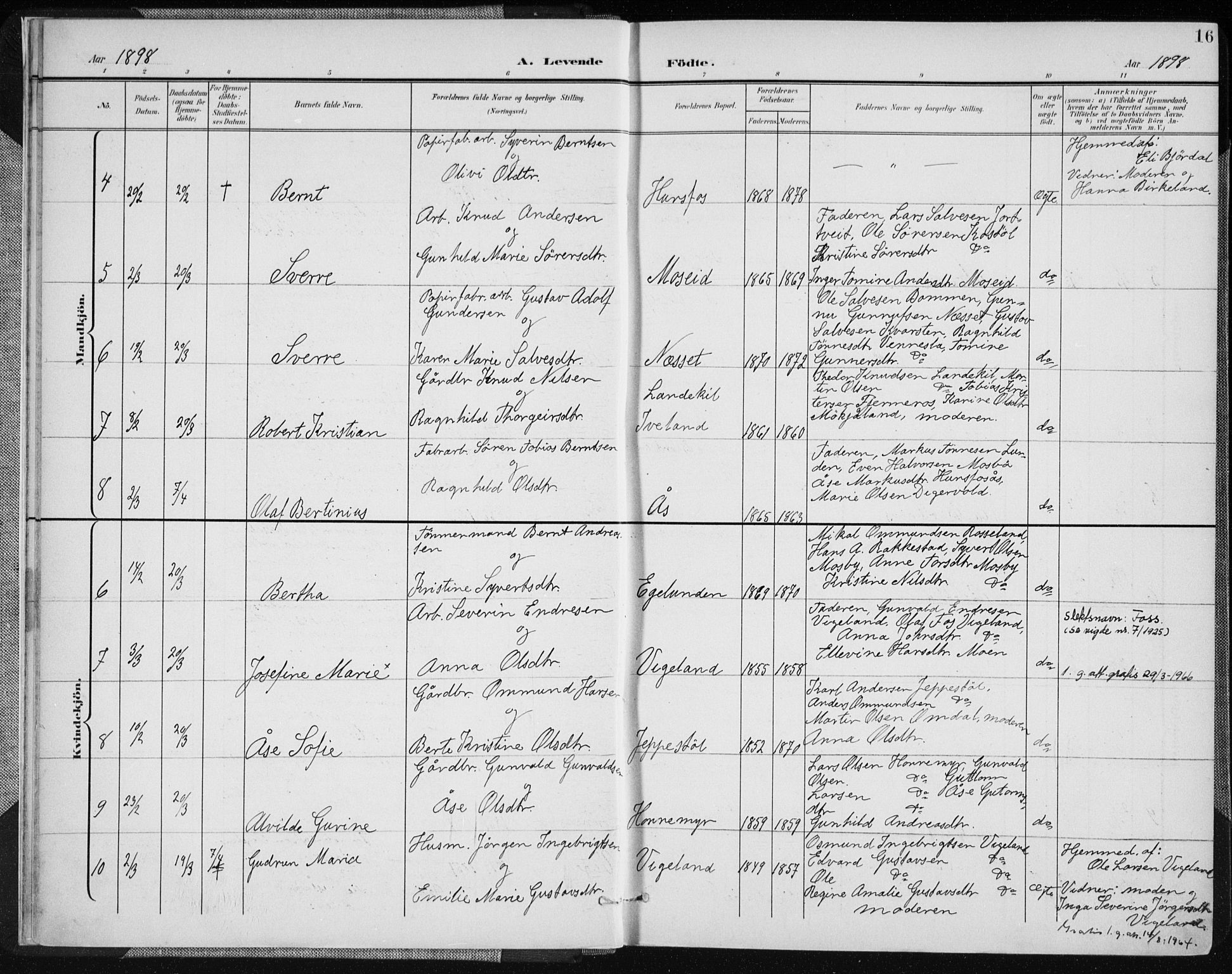 Vennesla sokneprestkontor, AV/SAK-1111-0045/Fa/Fab/L0005: Parish register (official) no. A 5, 1897-1909, p. 16