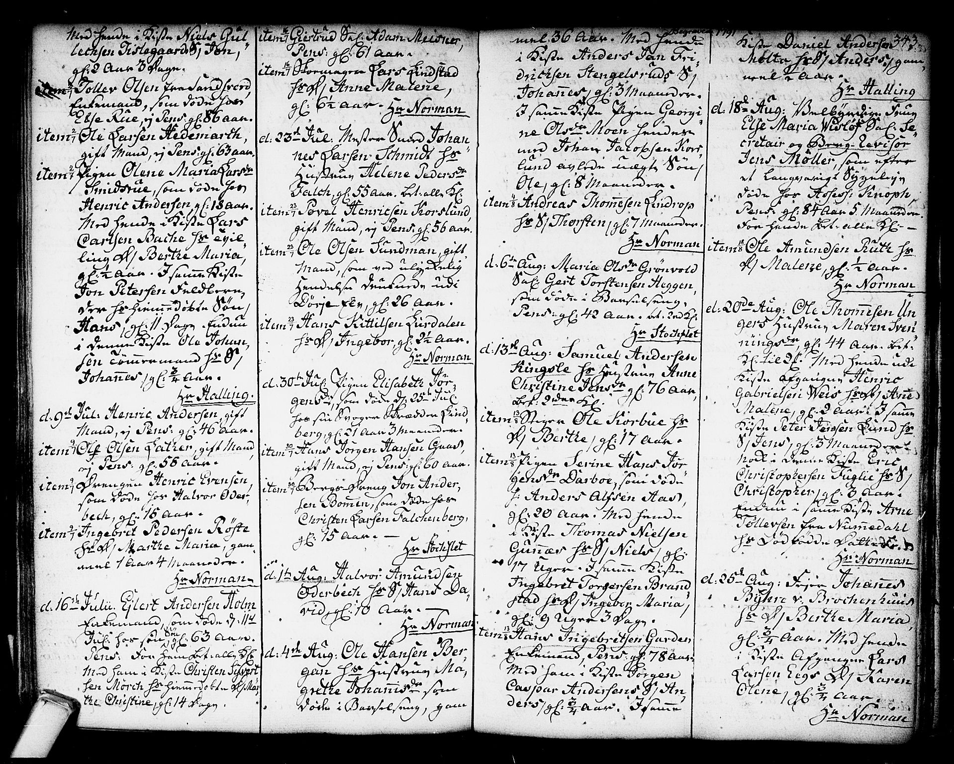 Kongsberg kirkebøker, SAKO/A-22/F/Fa/L0006: Parish register (official) no. I 6, 1783-1797, p. 343