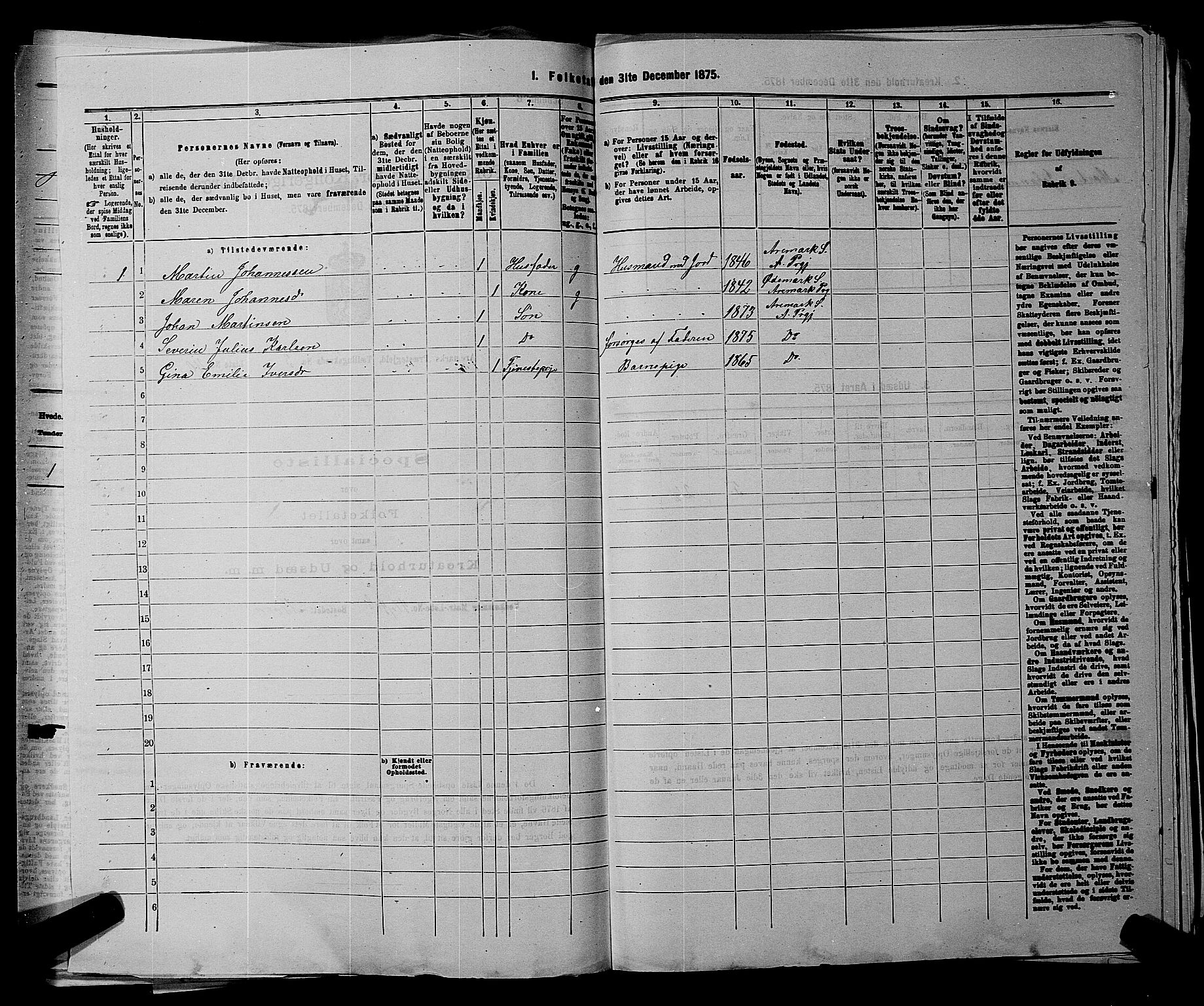RA, 1875 census for 0118P Aremark, 1875, p. 460