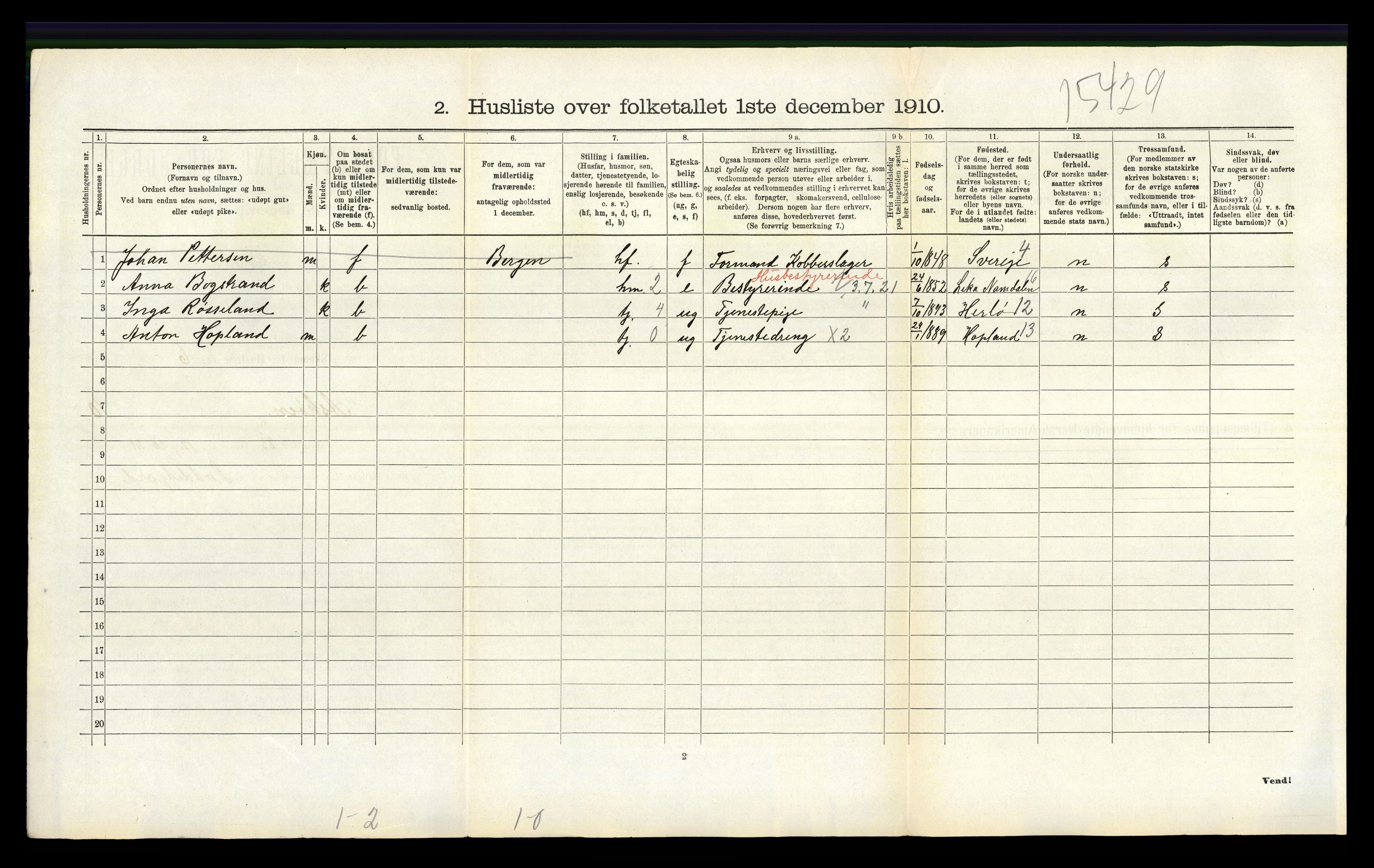 RA, 1910 census for Askøy, 1910, p. 1609