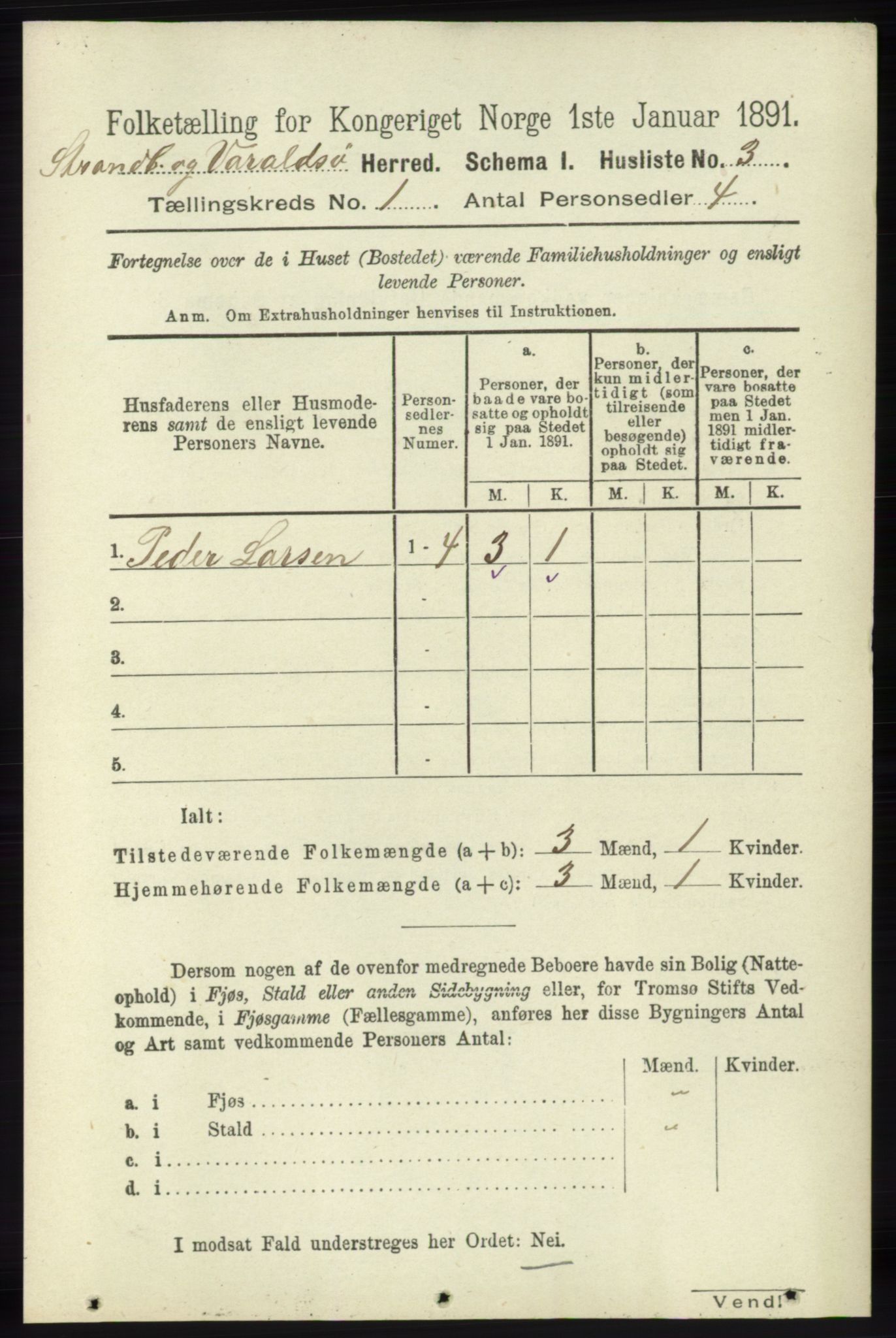 RA, 1891 census for 1226 Strandebarm og Varaldsøy, 1891, p. 26