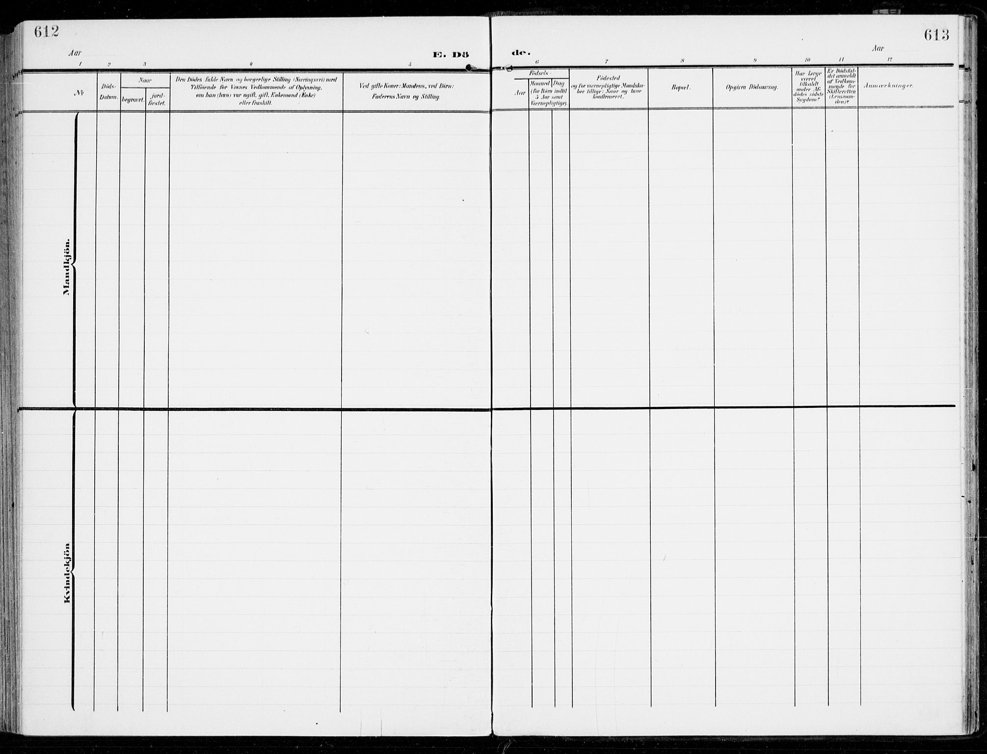 Sem kirkebøker, AV/SAKO-A-5/F/Fb/L0006: Parish register (official) no. II 6, 1905-1918, p. 612-613