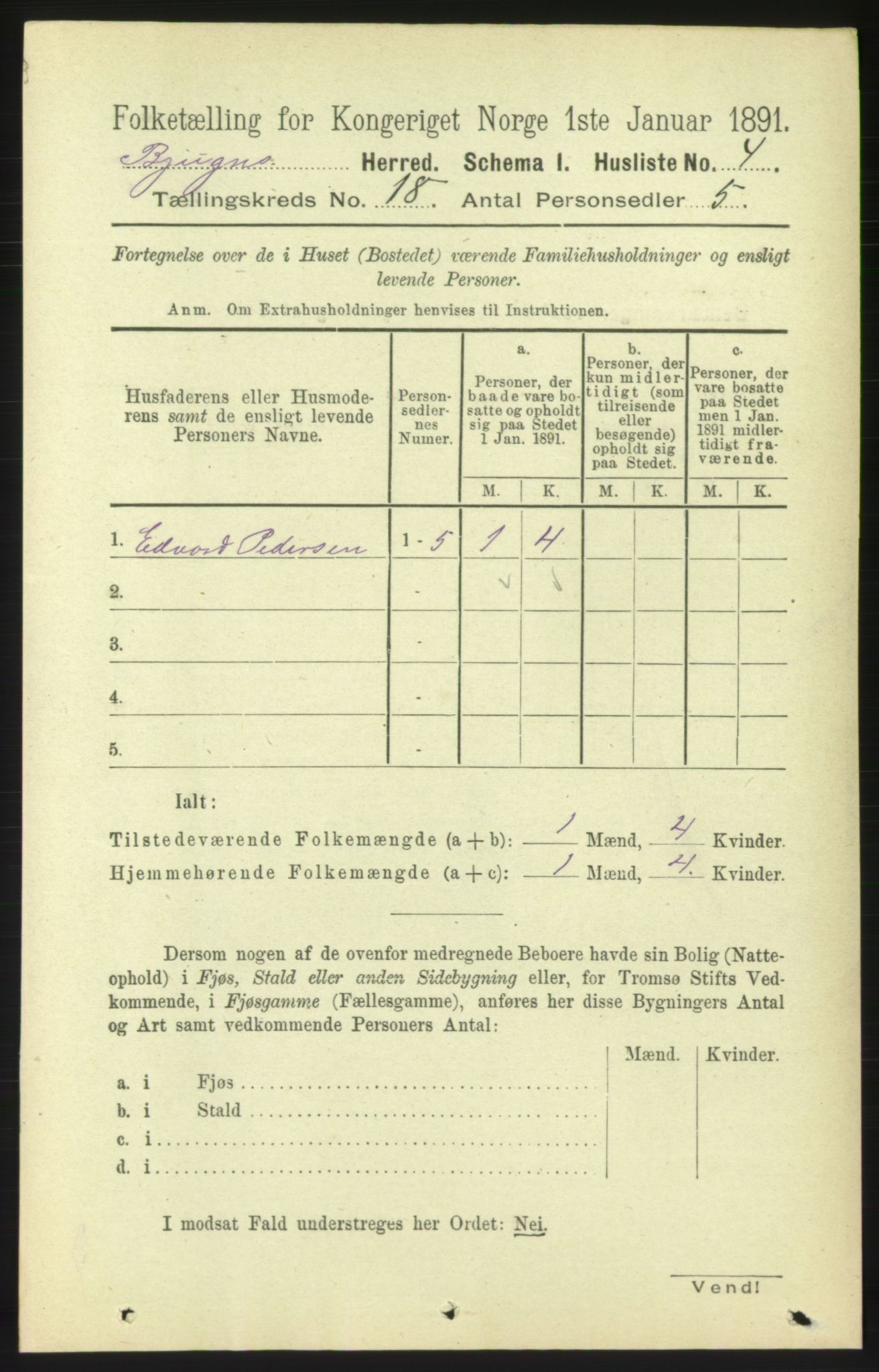 RA, 1891 census for 1627 Bjugn, 1891, p. 4904