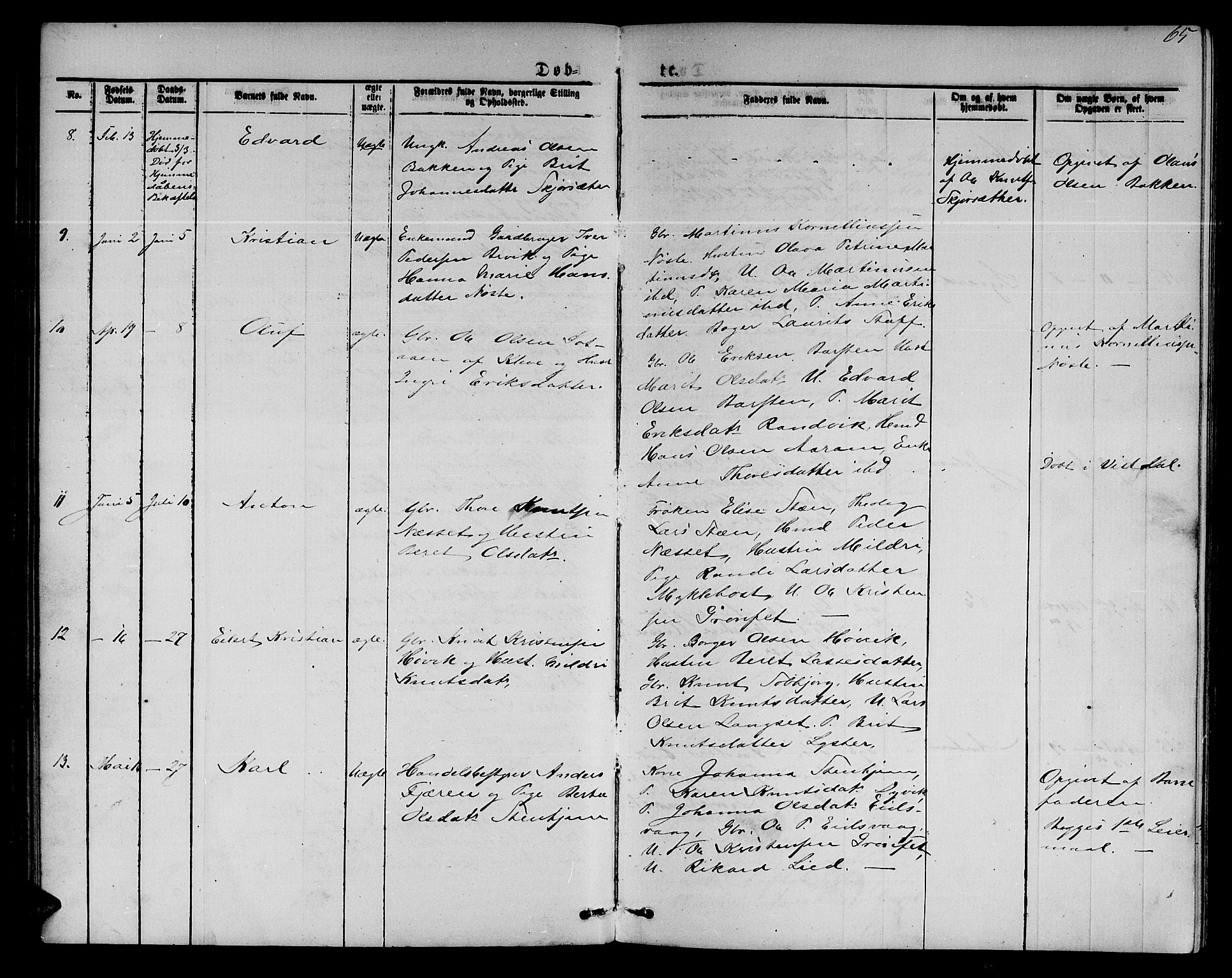 Ministerialprotokoller, klokkerbøker og fødselsregistre - Møre og Romsdal, AV/SAT-A-1454/551/L0630: Parish register (copy) no. 551C02, 1867-1885, p. 65