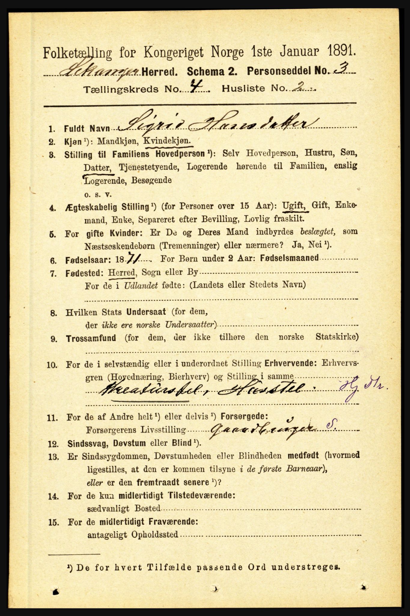 RA, 1891 census for 1419 Leikanger, 1891, p. 570