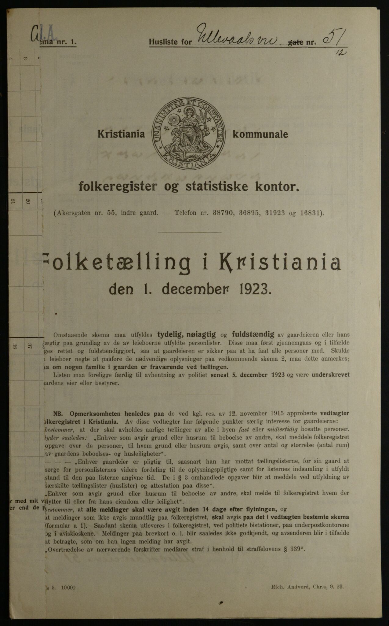 OBA, Municipal Census 1923 for Kristiania, 1923, p. 131800