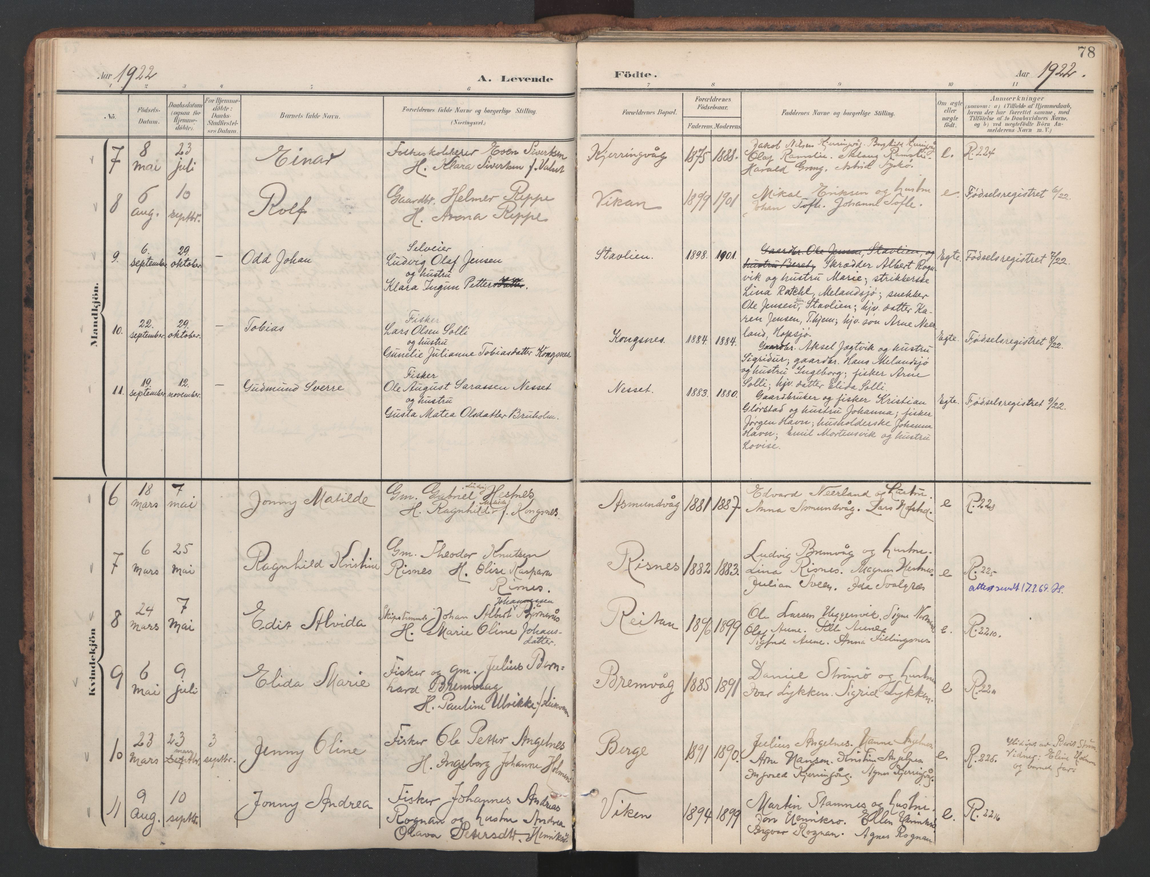 Ministerialprotokoller, klokkerbøker og fødselsregistre - Sør-Trøndelag, SAT/A-1456/634/L0537: Parish register (official) no. 634A13, 1896-1922, p. 78