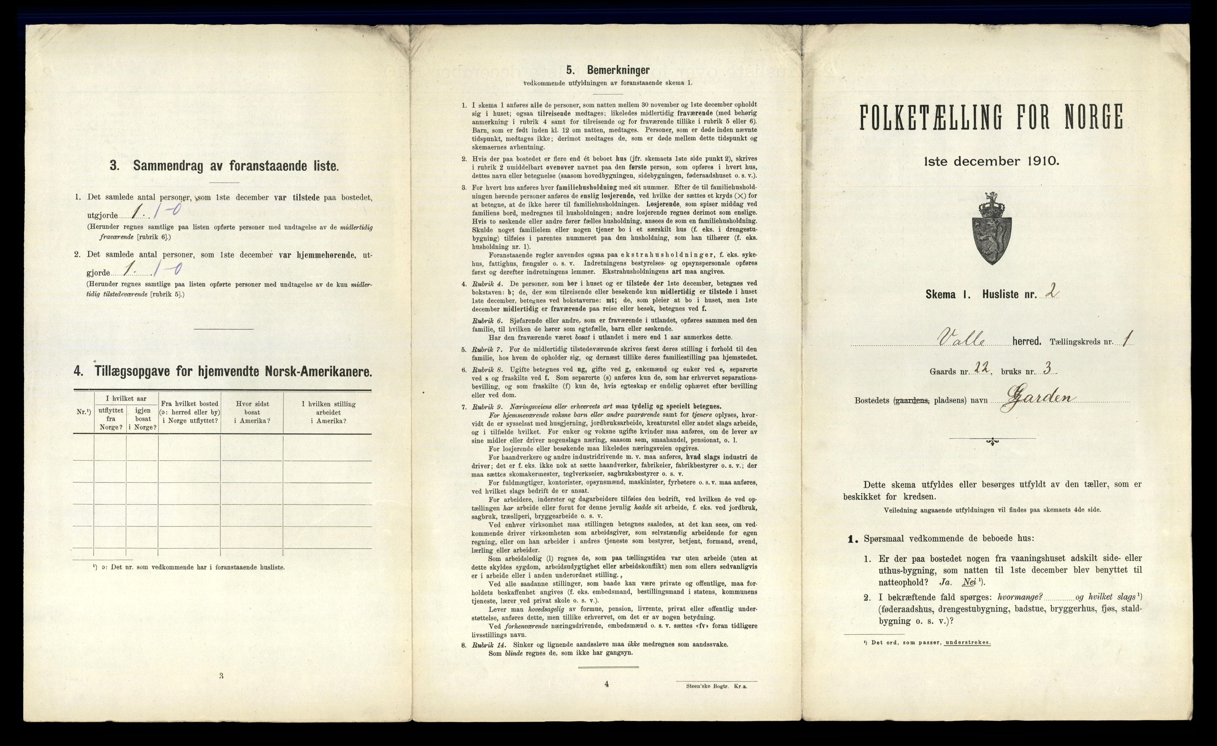 RA, 1910 census for Valle, 1910, p. 31