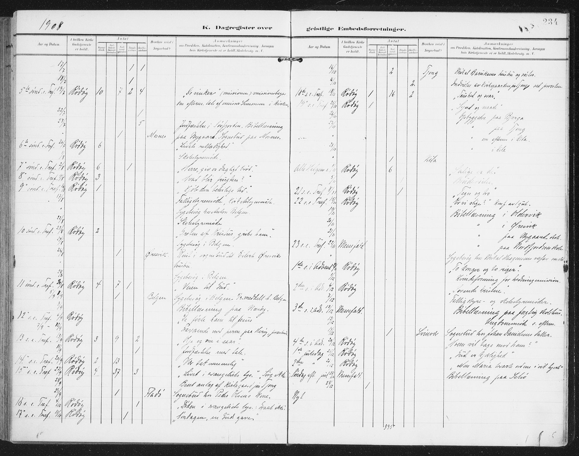 Ministerialprotokoller, klokkerbøker og fødselsregistre - Nordland, AV/SAT-A-1459/841/L0612: Parish register (official) no. 841A15, 1902-1910, p. 234