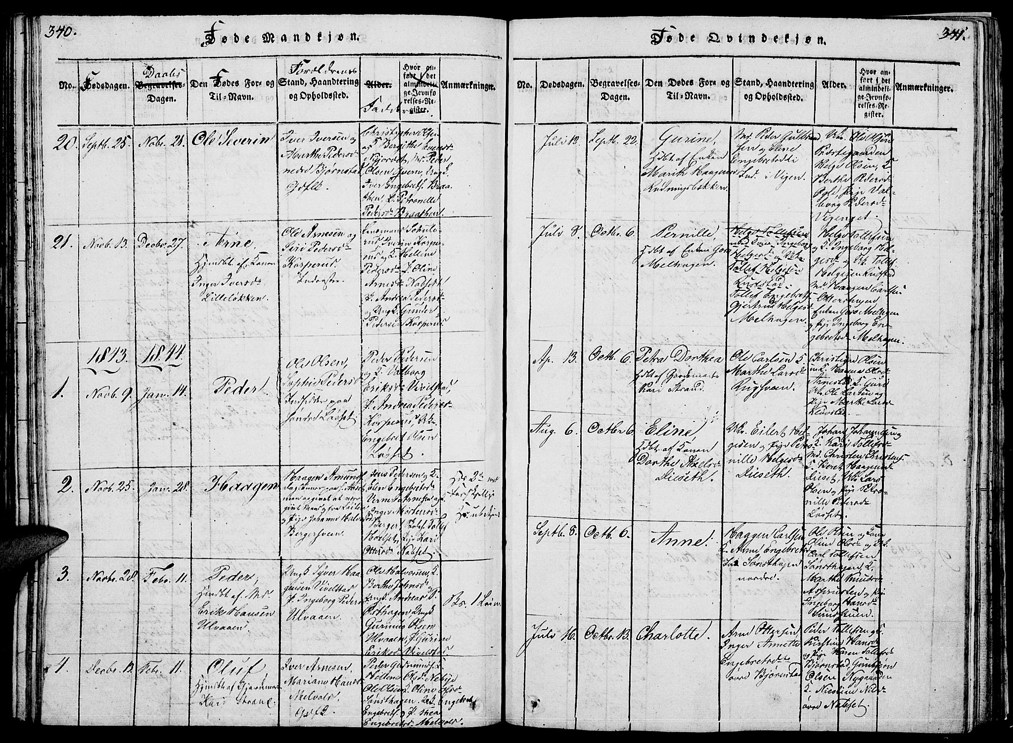Åmot prestekontor, Hedmark, SAH/PREST-056/H/Ha/Hab/L0001: Parish register (copy) no. 1, 1815-1847, p. 340-341