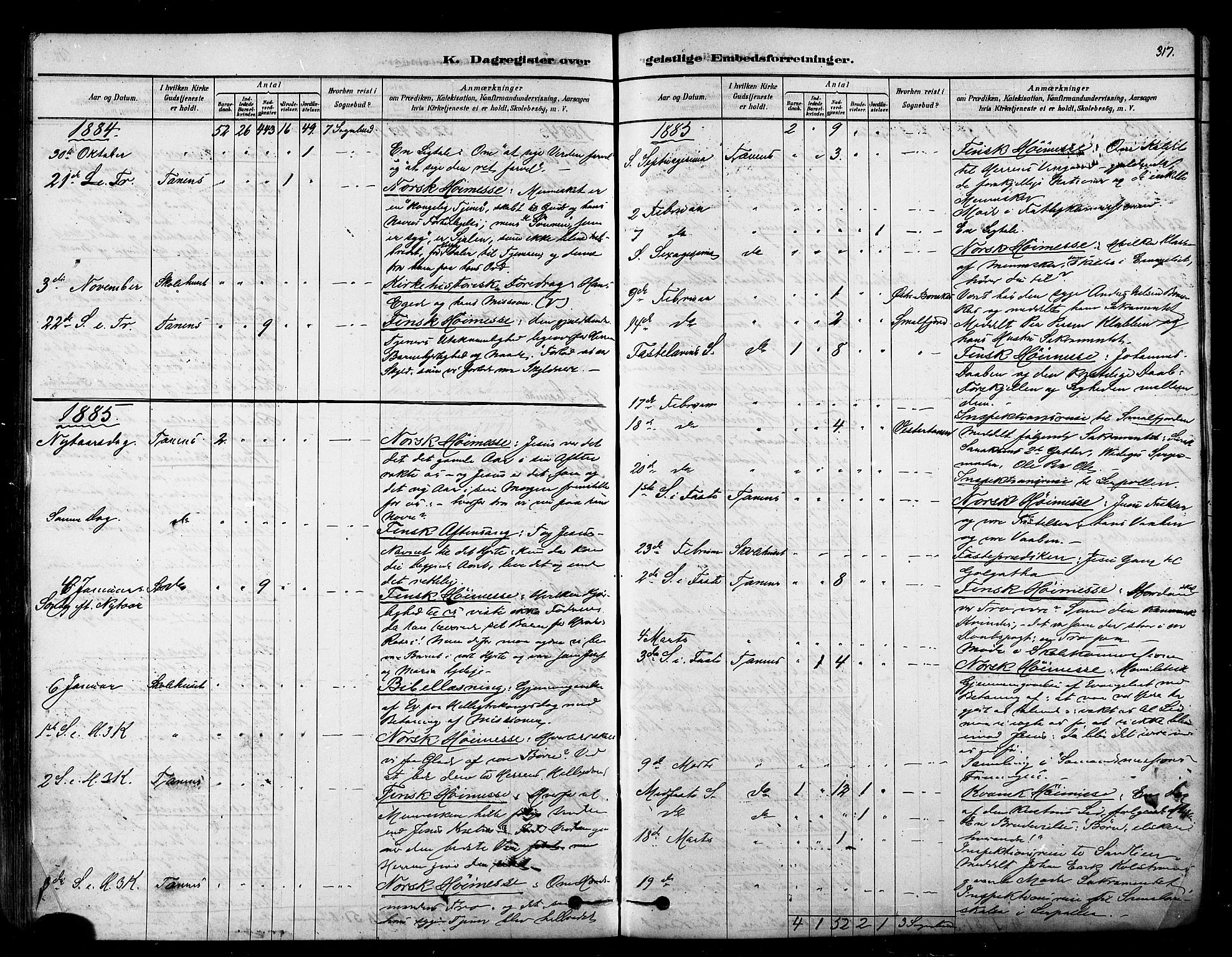 Tana sokneprestkontor, SATØ/S-1334/H/Ha/L0004kirke: Parish register (official) no. 4, 1878-1891, p. 317