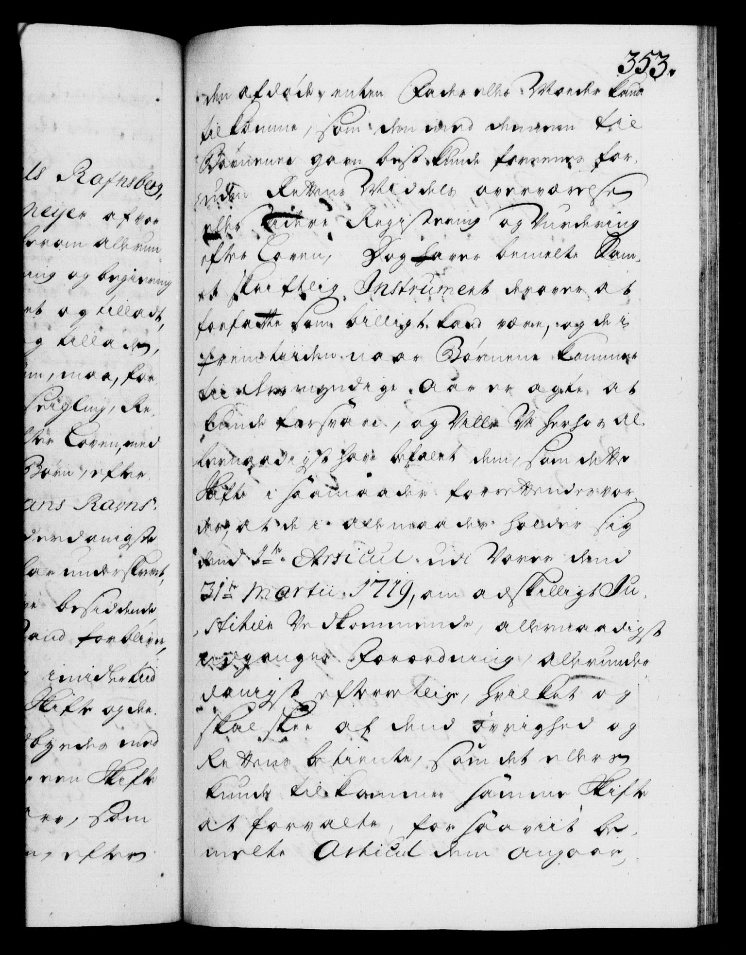 Danske Kanselli 1572-1799, AV/RA-EA-3023/F/Fc/Fca/Fcaa/L0025: Norske registre, 1726-1728, p. 353a