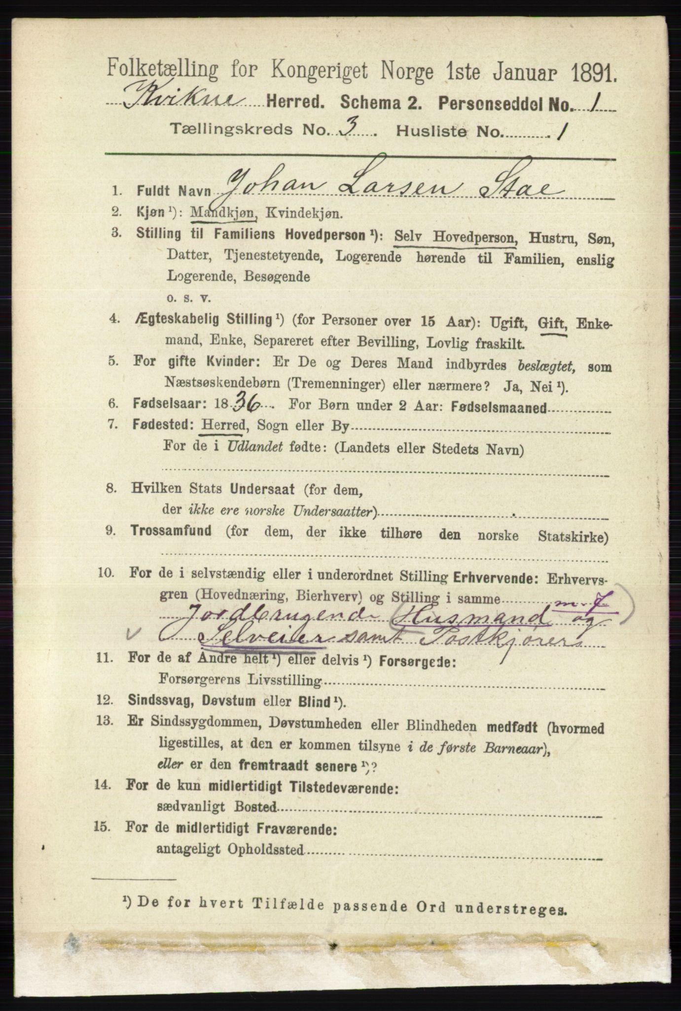 RA, 1891 census for 0440 Kvikne, 1891, p. 681
