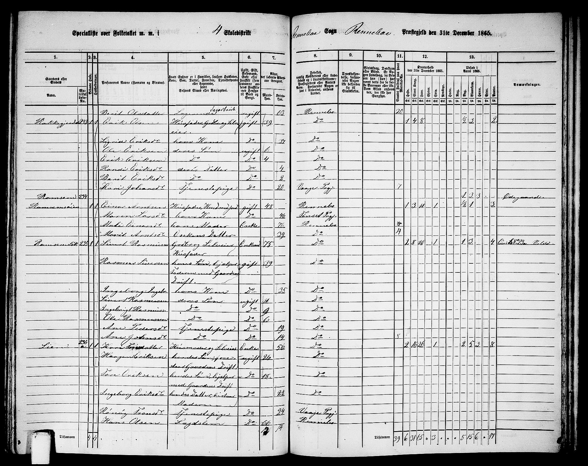 RA, 1865 census for Rennebu, 1865, p. 79