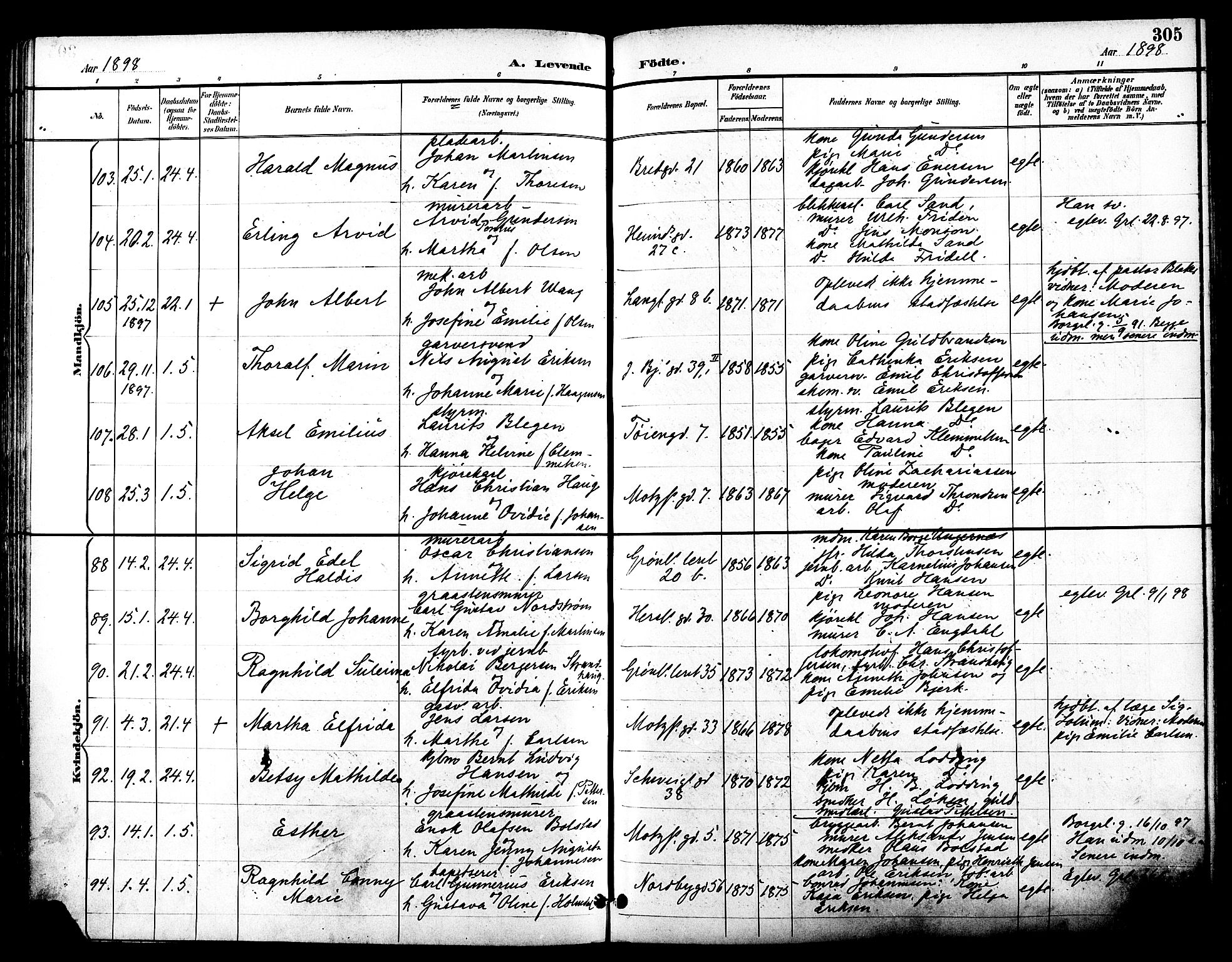 Grønland prestekontor Kirkebøker, SAO/A-10848/F/Fa/L0012: Parish register (official) no. 12, 1893-1900, p. 305