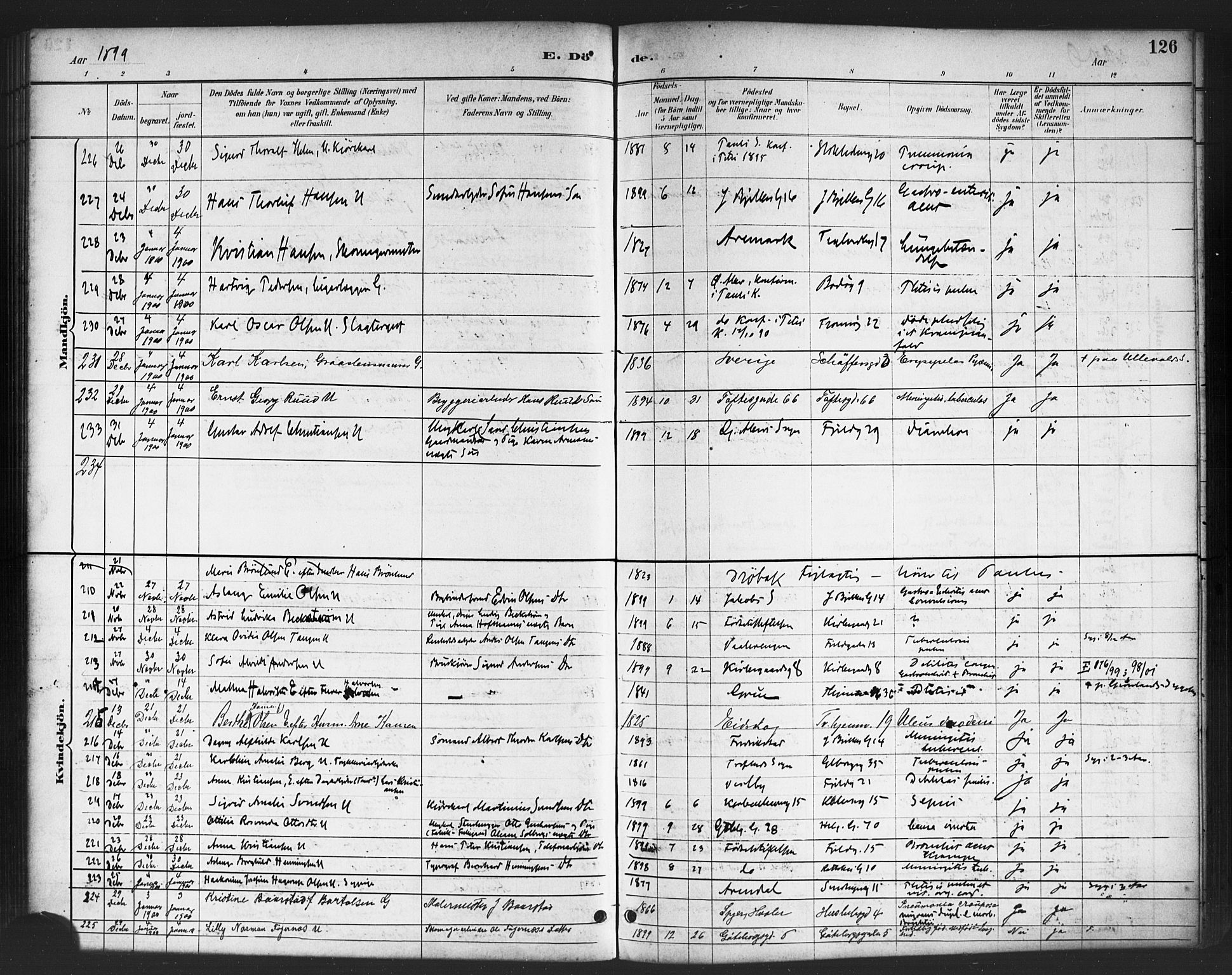 Petrus prestekontor Kirkebøker, AV/SAO-A-10872/F/Fa/L0003: Parish register (official) no. 3, 1885-1903, p. 126