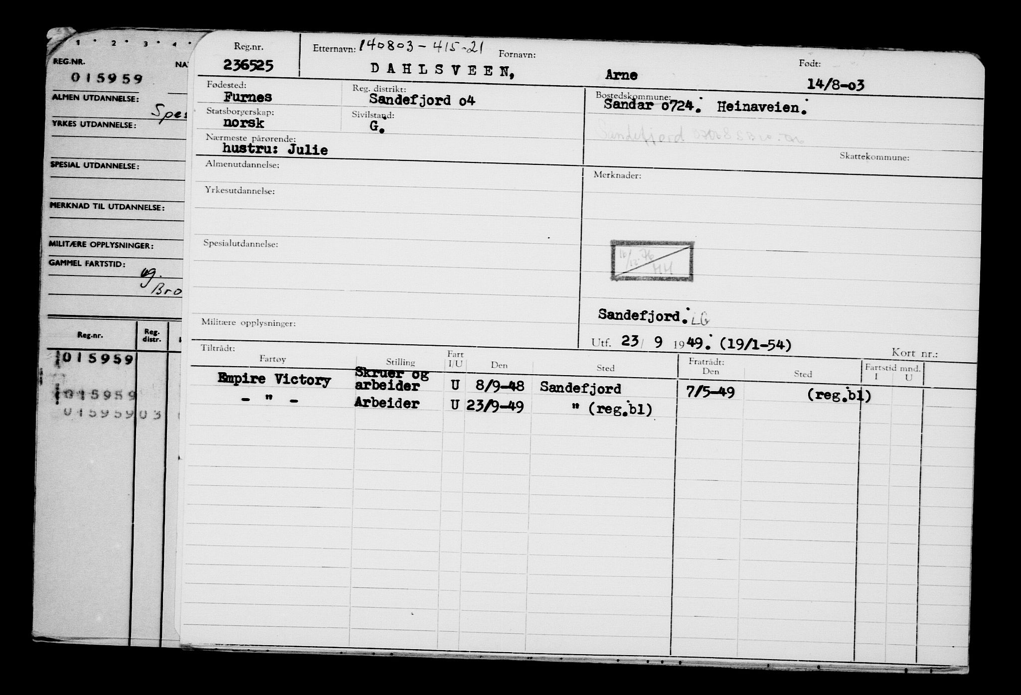 Direktoratet for sjømenn, AV/RA-S-3545/G/Gb/L0050: Hovedkort, 1903, p. 141