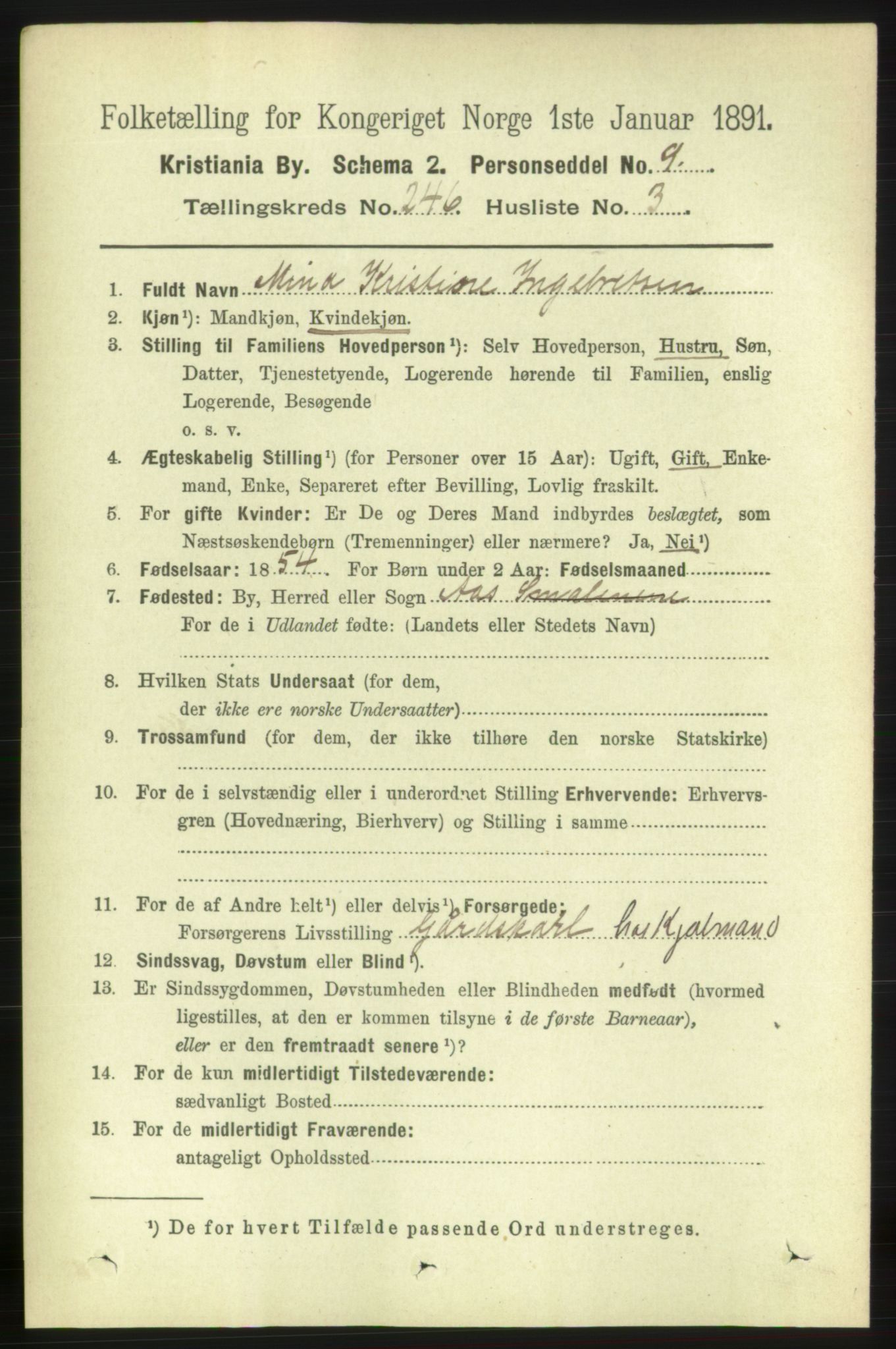 RA, 1891 census for 0301 Kristiania, 1891, p. 150005