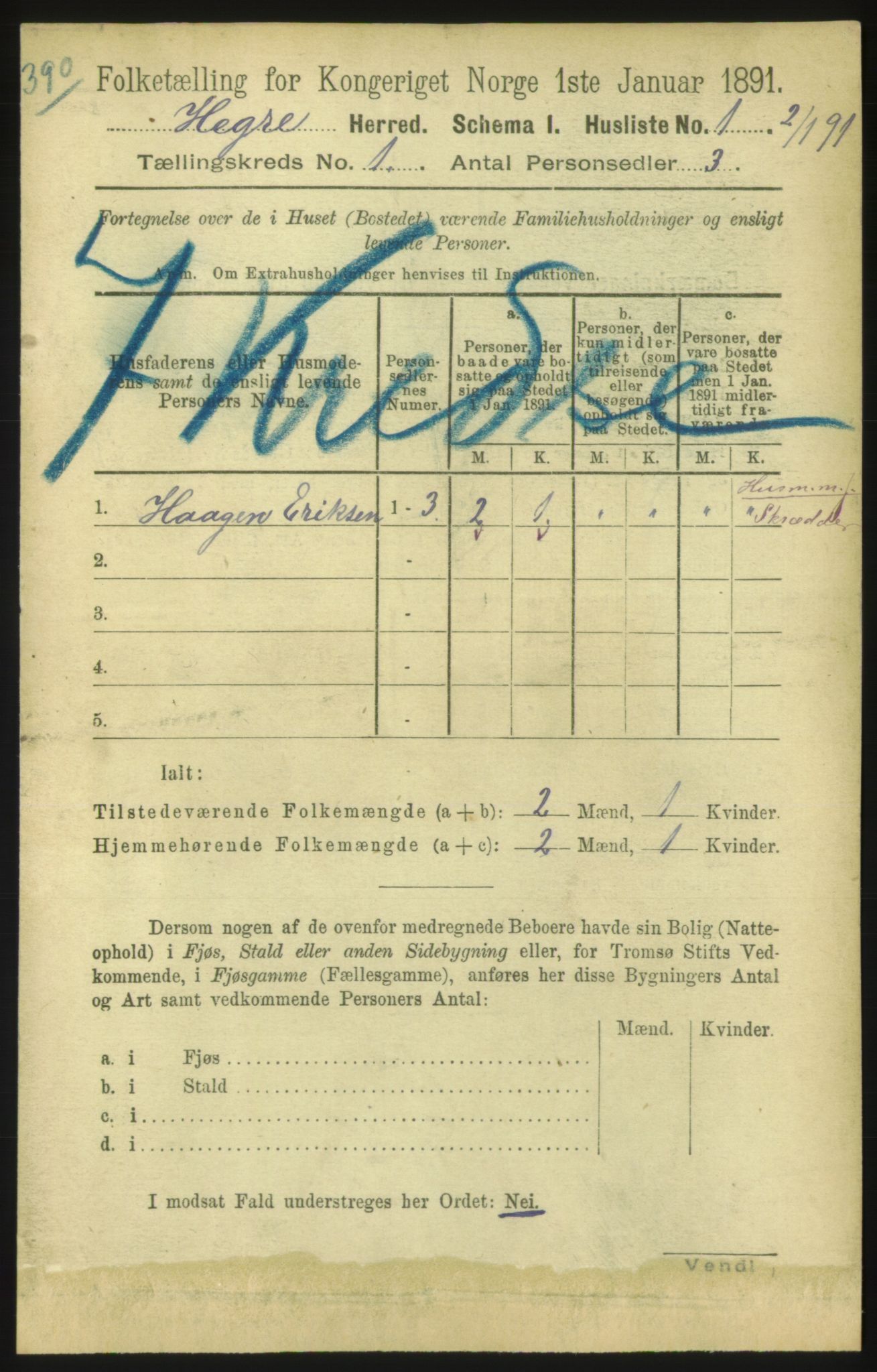 RA, 1891 census for 1712 Hegra, 1891, p. 21