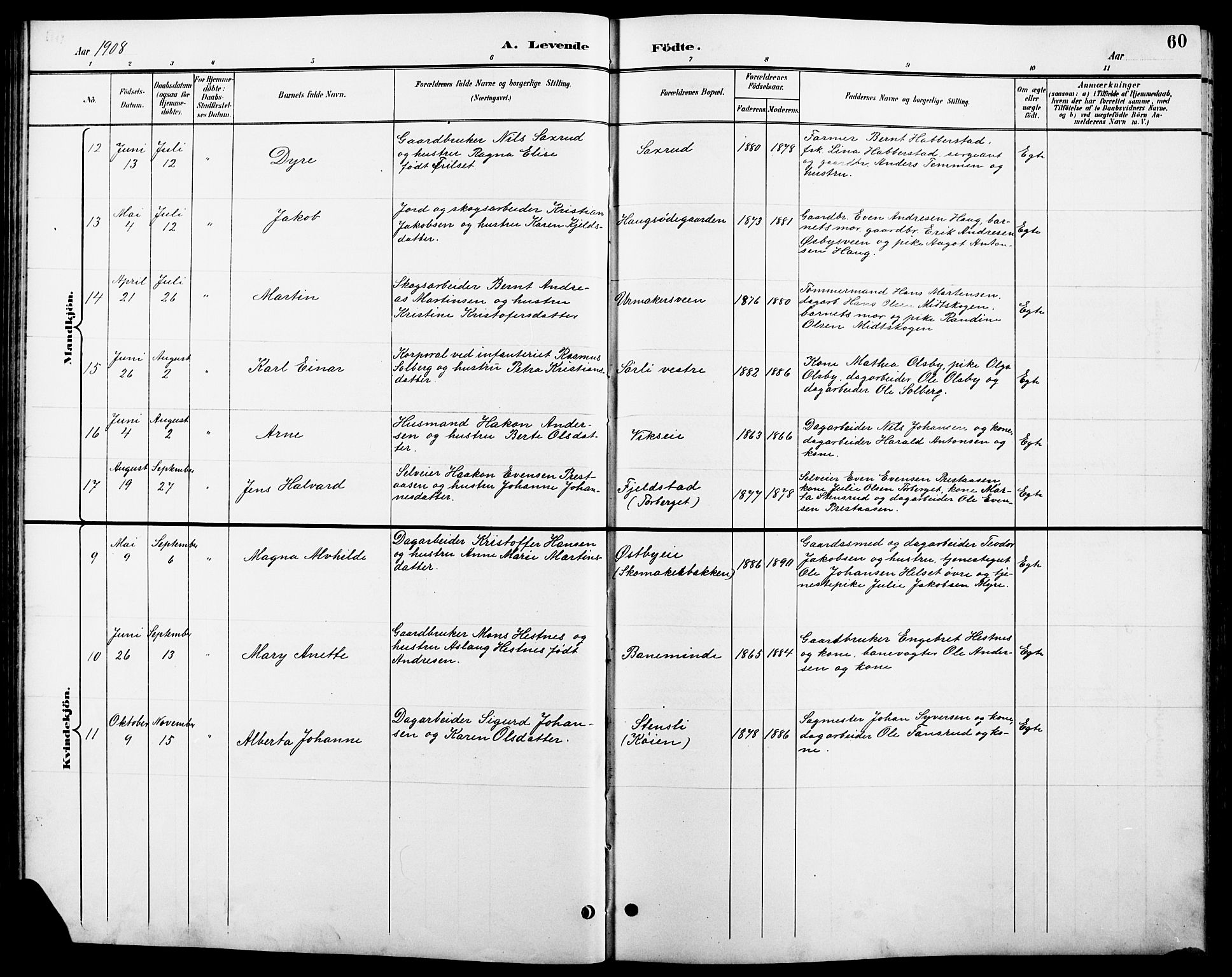 Stange prestekontor, AV/SAH-PREST-002/L/L0011: Parish register (copy) no. 11, 1895-1917, p. 60