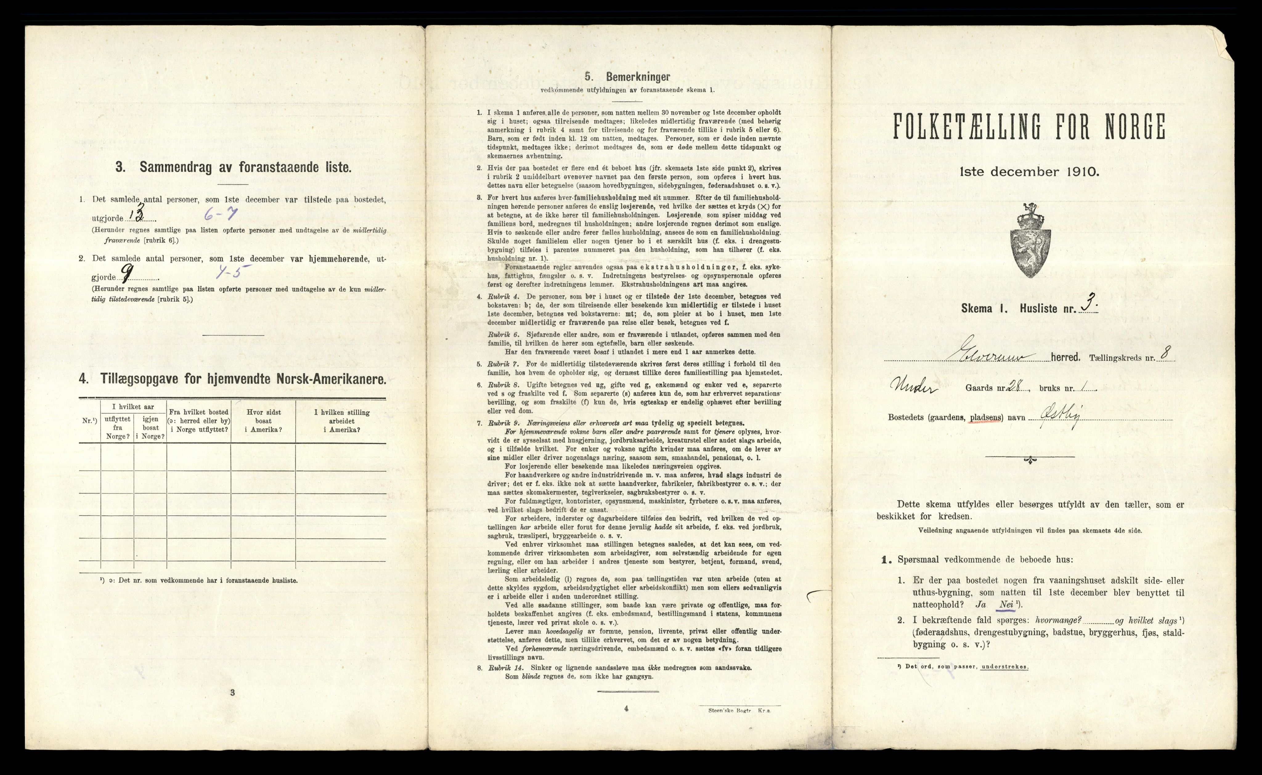 RA, 1910 census for Elverum, 1910, p. 741