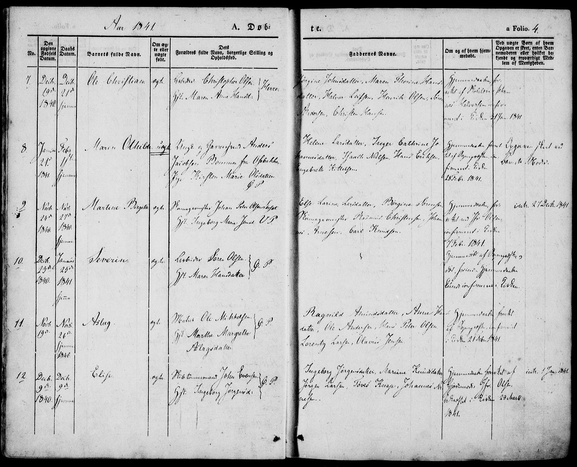 Porsgrunn kirkebøker , AV/SAKO-A-104/F/Fa/L0006: Parish register (official) no. 6, 1841-1857, p. 4