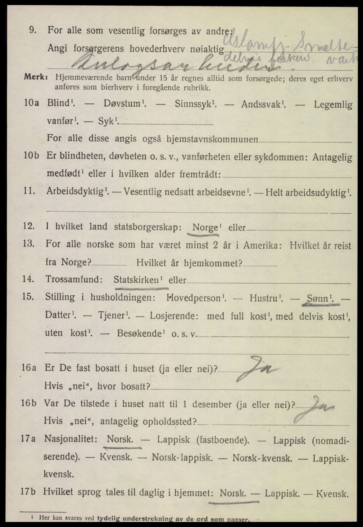 SAT, 1920 census for Meløy, 1920, p. 9138