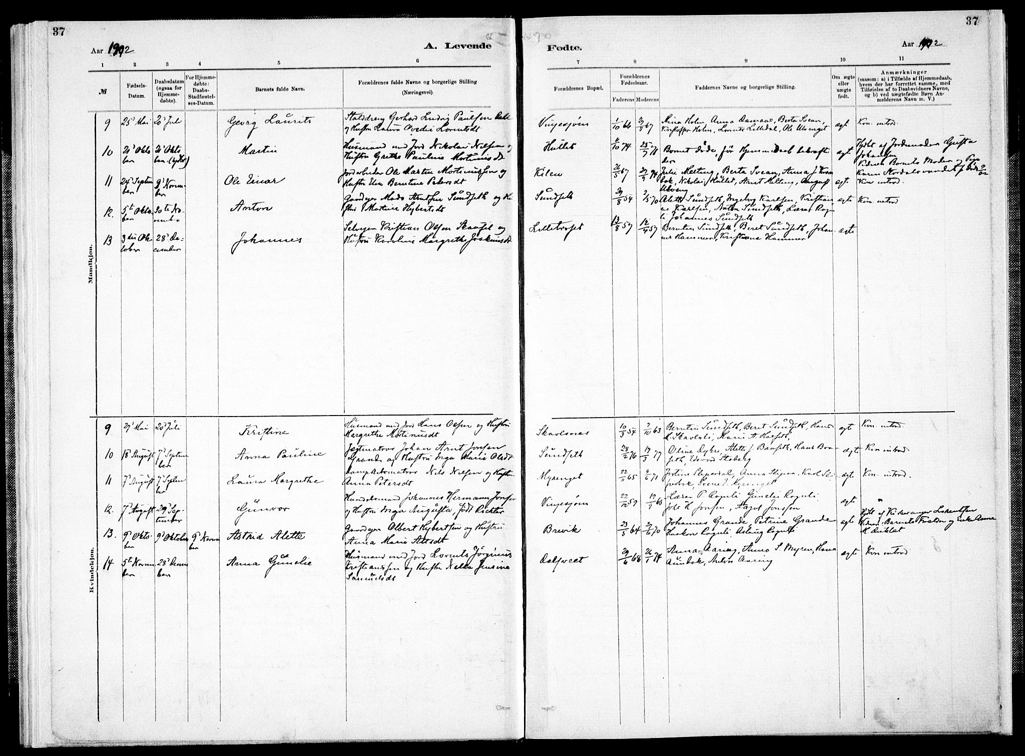 Ministerialprotokoller, klokkerbøker og fødselsregistre - Nord-Trøndelag, AV/SAT-A-1458/733/L0325: Parish register (official) no. 733A04, 1884-1908, p. 37