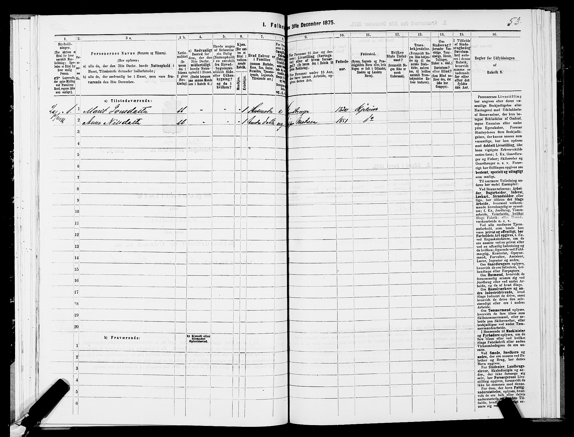 SATØ, 1875 census for 2018P Måsøy, 1875, p. 2053