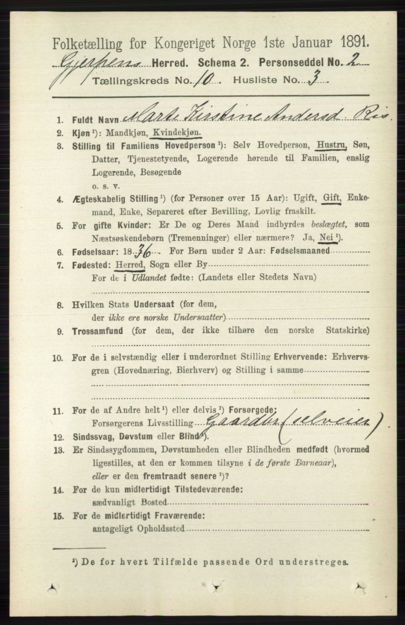 RA, 1891 census for 0812 Gjerpen, 1891, p. 6149