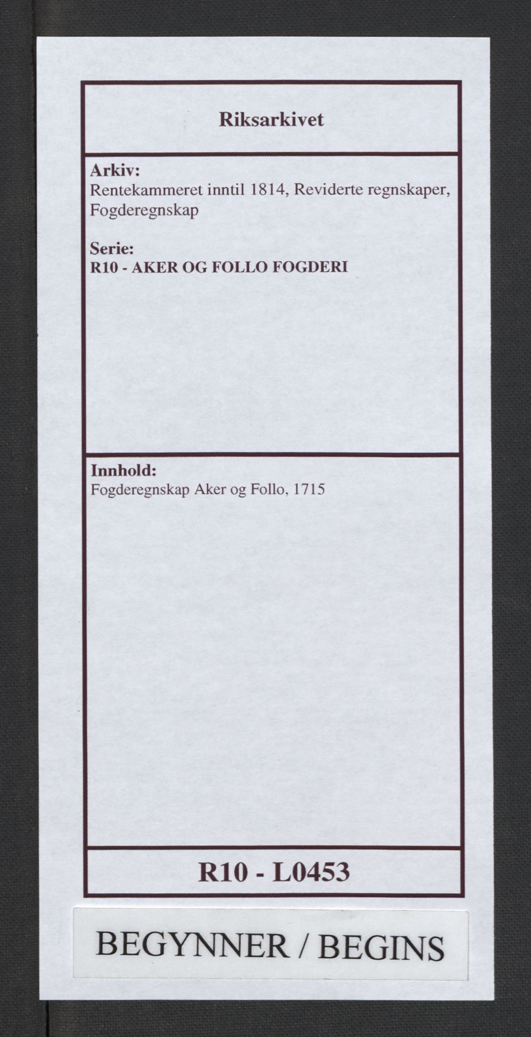 Rentekammeret inntil 1814, Reviderte regnskaper, Fogderegnskap, RA/EA-4092/R10/L0453: Fogderegnskap Aker og Follo, 1715, p. 1
