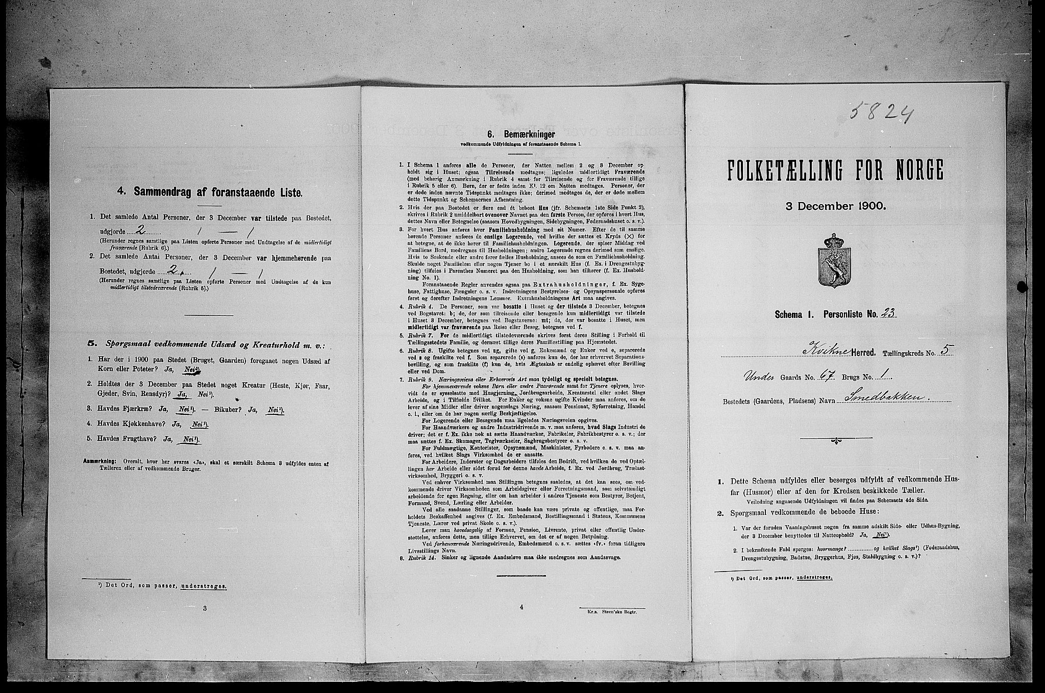 SAH, 1900 census for Kvikne, 1900, p. 358