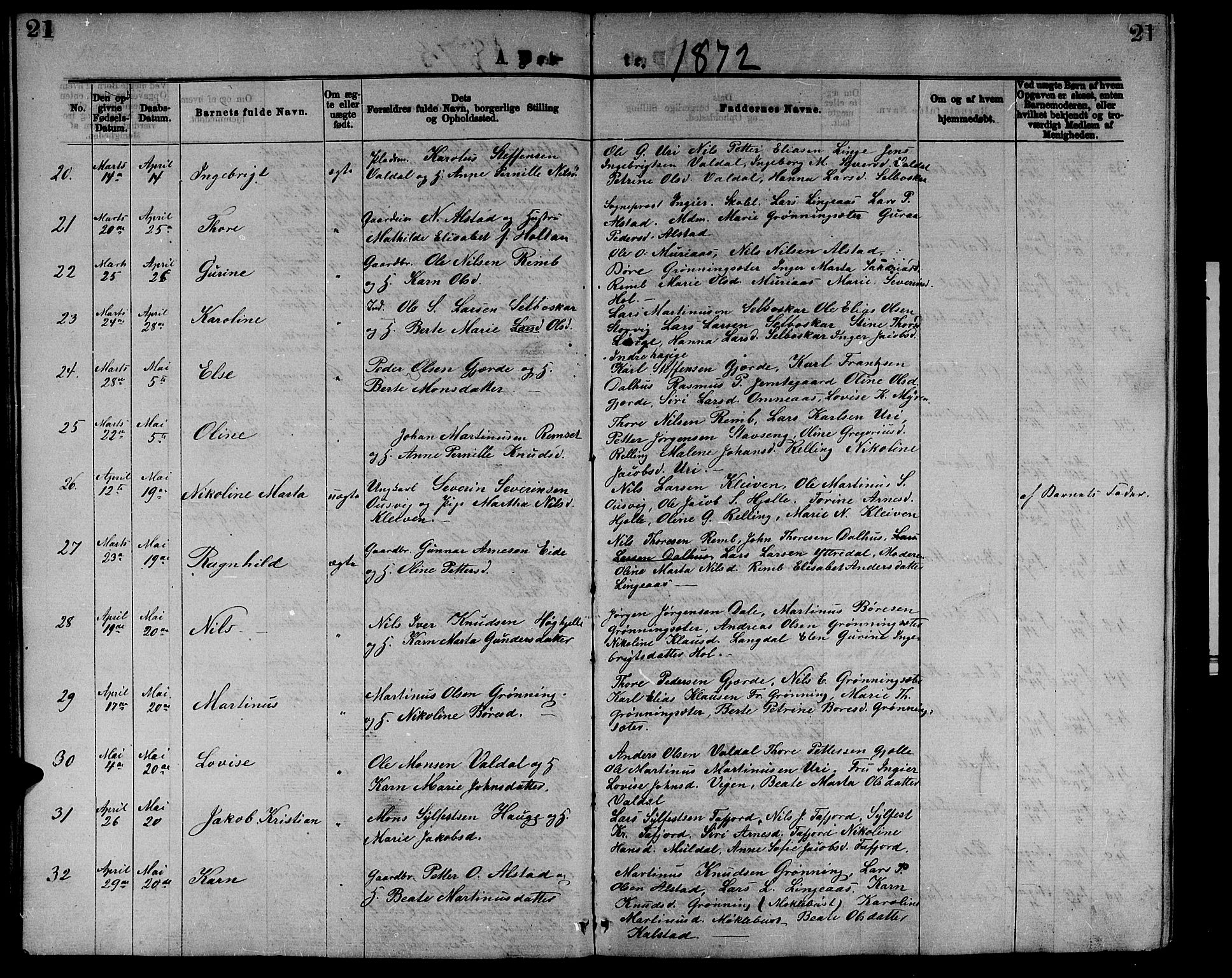 Ministerialprotokoller, klokkerbøker og fødselsregistre - Møre og Romsdal, AV/SAT-A-1454/519/L0262: Parish register (copy) no. 519C03, 1866-1884, p. 21