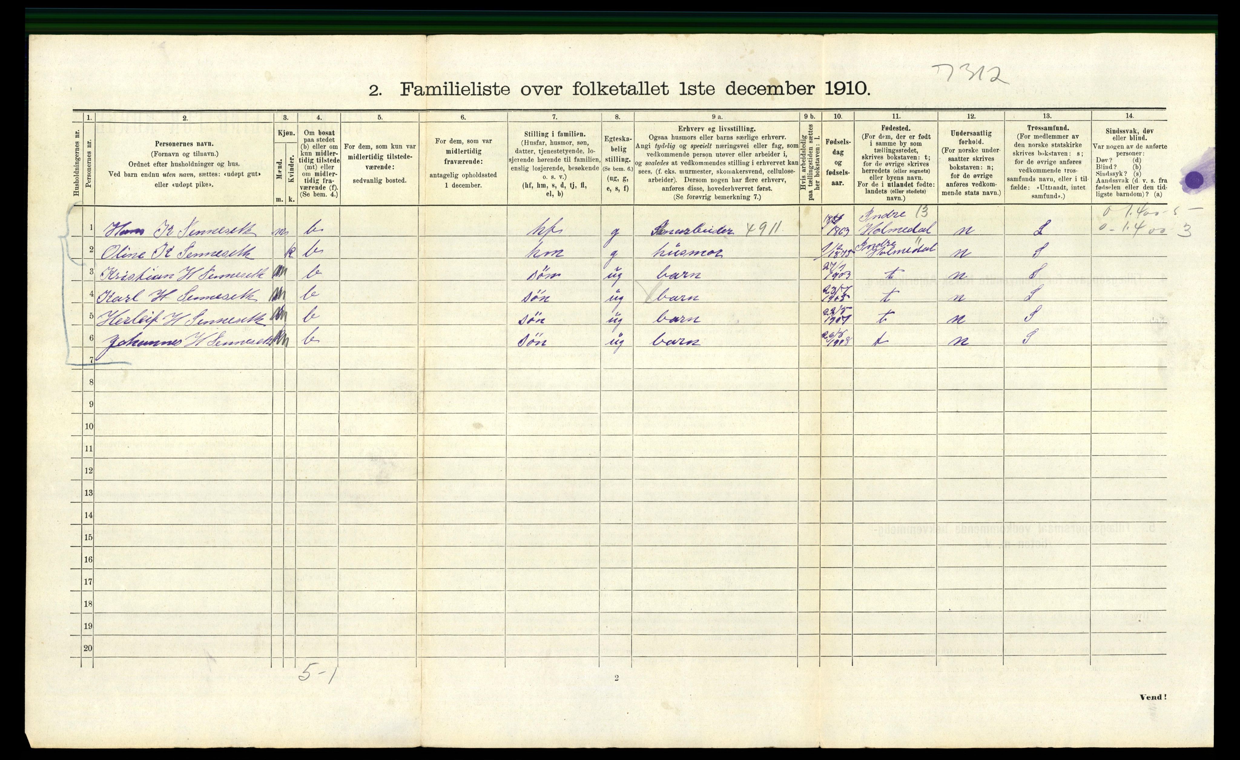 RA, 1910 census for Bergen, 1910, p. 35764