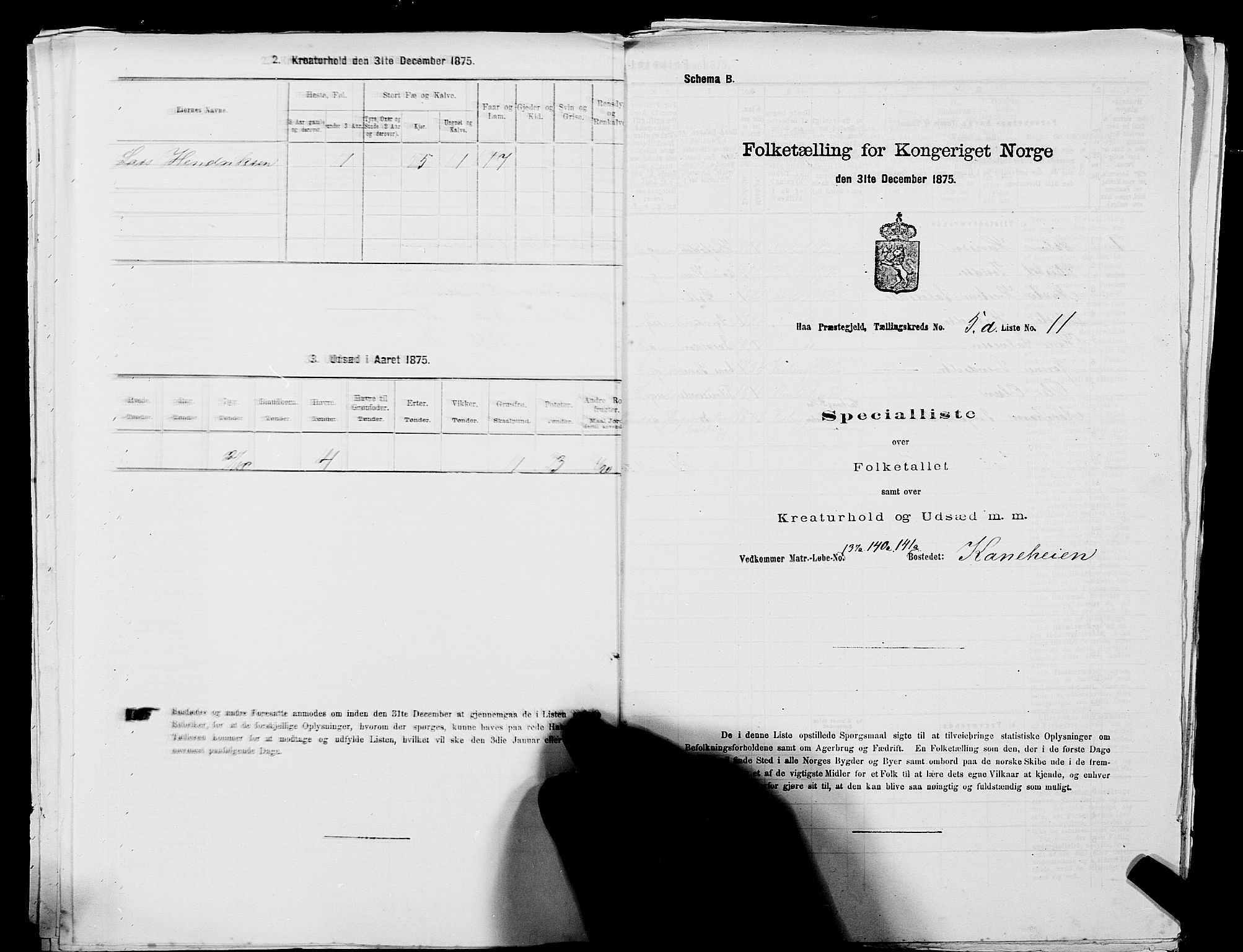 SAST, 1875 census for 1119P Hå, 1875, p. 576