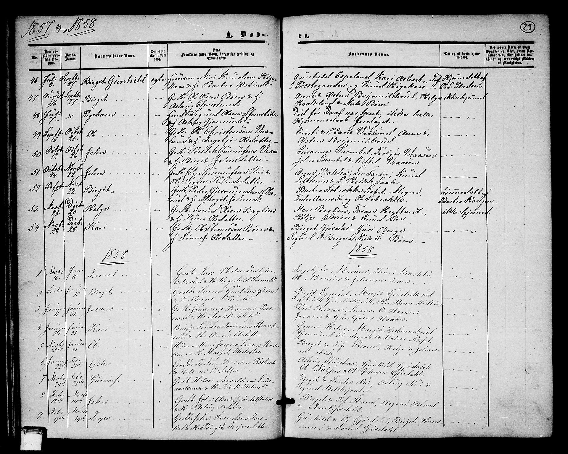 Tinn kirkebøker, SAKO/A-308/G/Ga/L0002: Parish register (copy) no. I 2, 1851-1883, p. 23