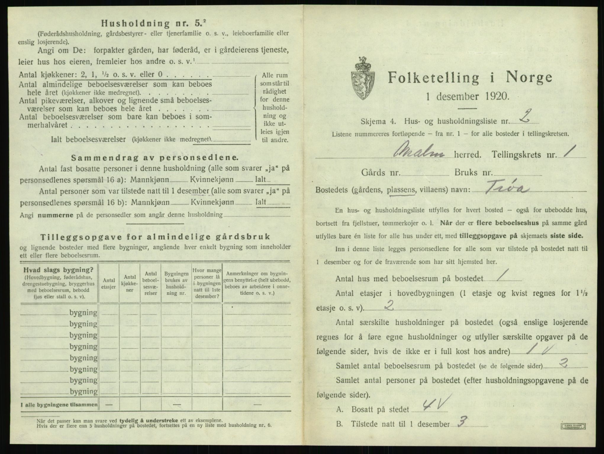 SAT, 1920 census for Malm, 1920, p. 25