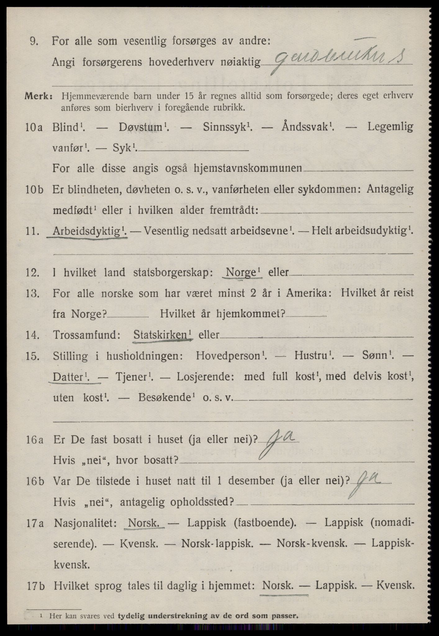 SAT, 1920 census for Rennebu, 1920, p. 5799