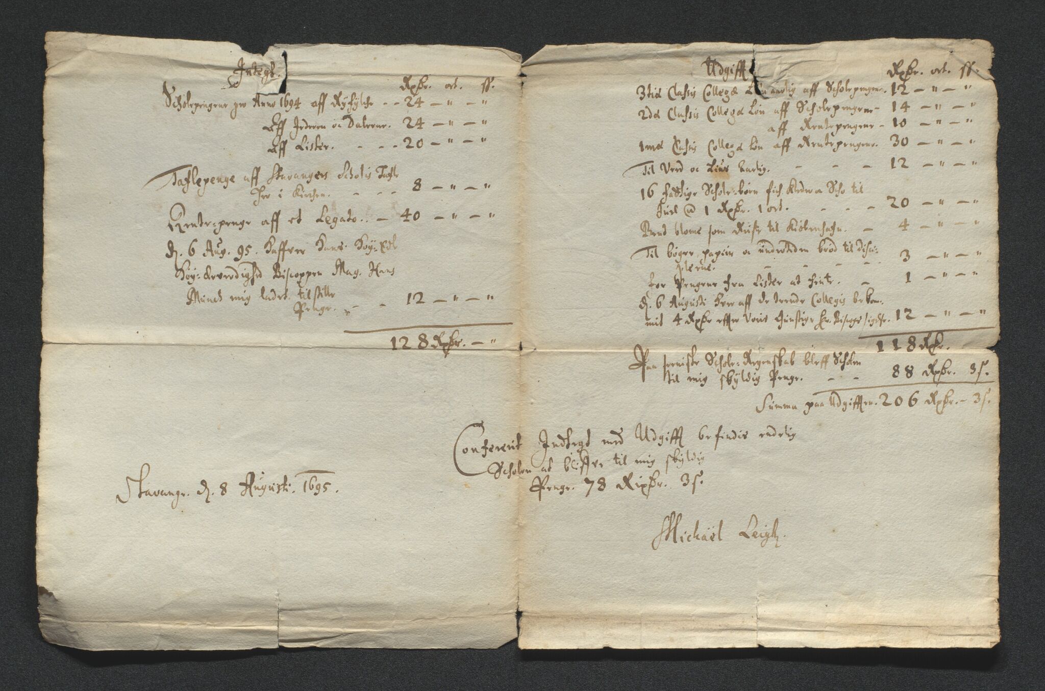 Biskopen i Kristiansand, AV/SAK-1113-0001/G/Gh/L0078: C 235 - Regnskap for Stavanger fattigskole, 1694-1822, p. 3