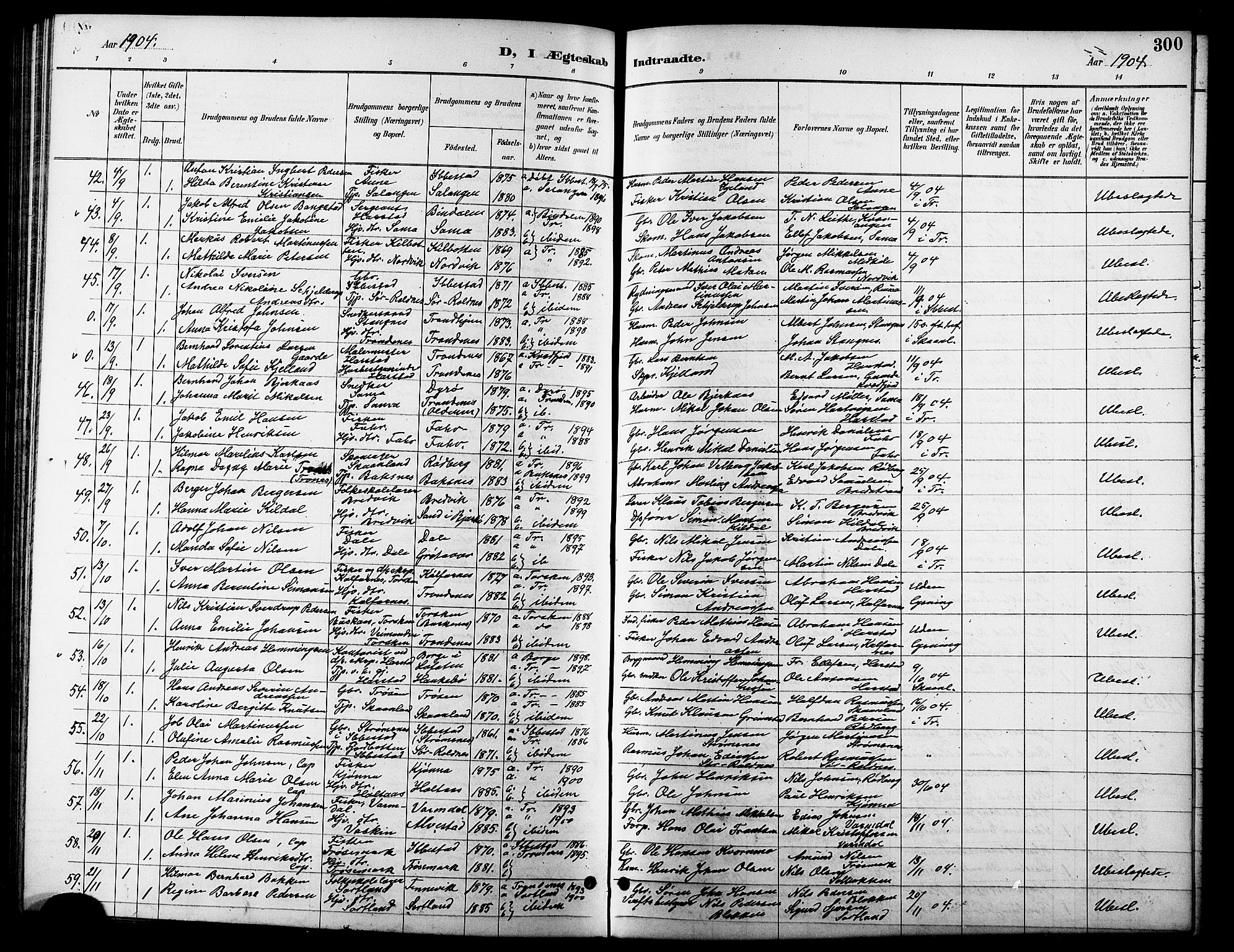 Trondenes sokneprestkontor, AV/SATØ-S-1319/H/Hb/L0011klokker: Parish register (copy) no. 11, 1891-1906, p. 300