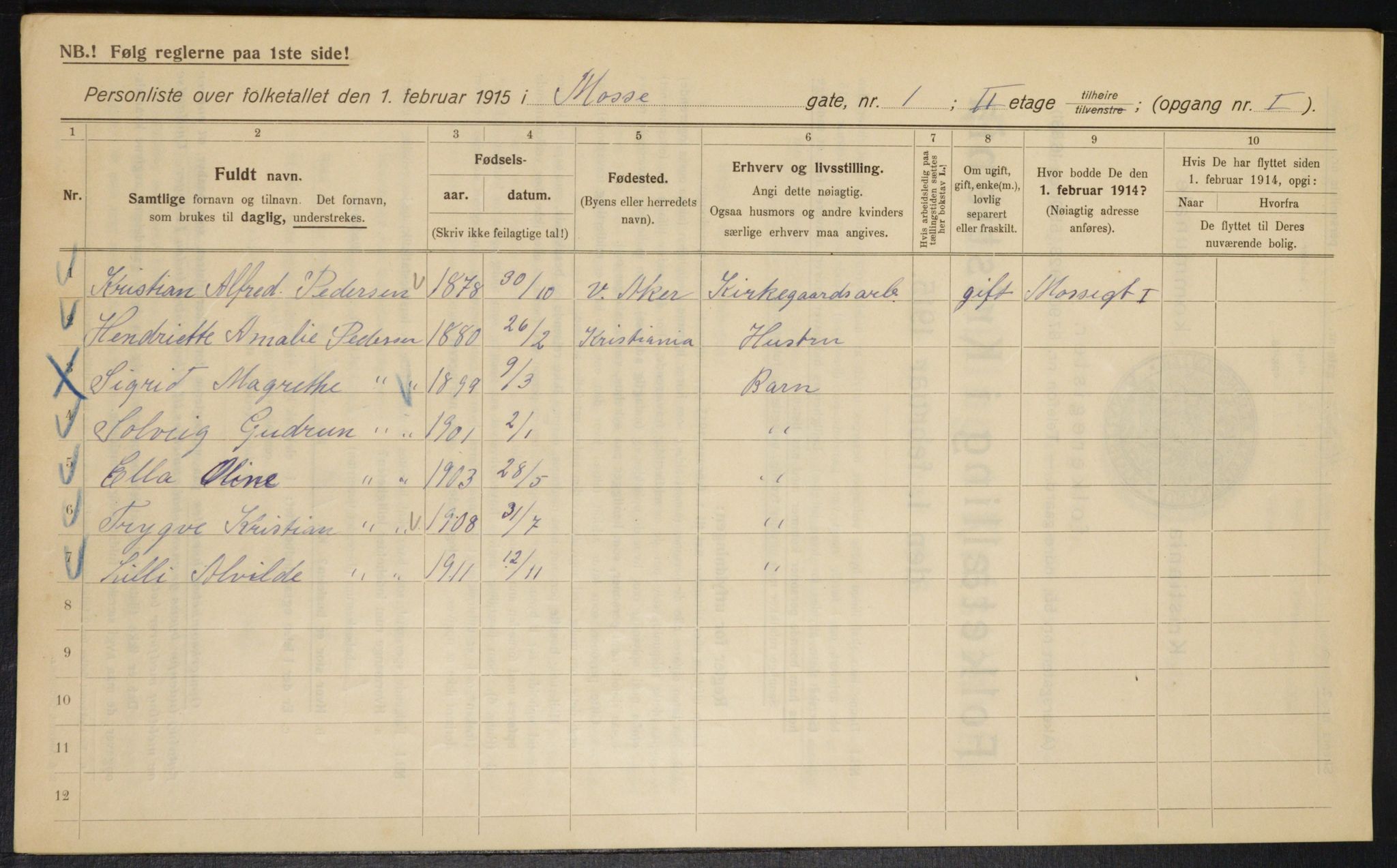 OBA, Municipal Census 1915 for Kristiania, 1915, p. 65095