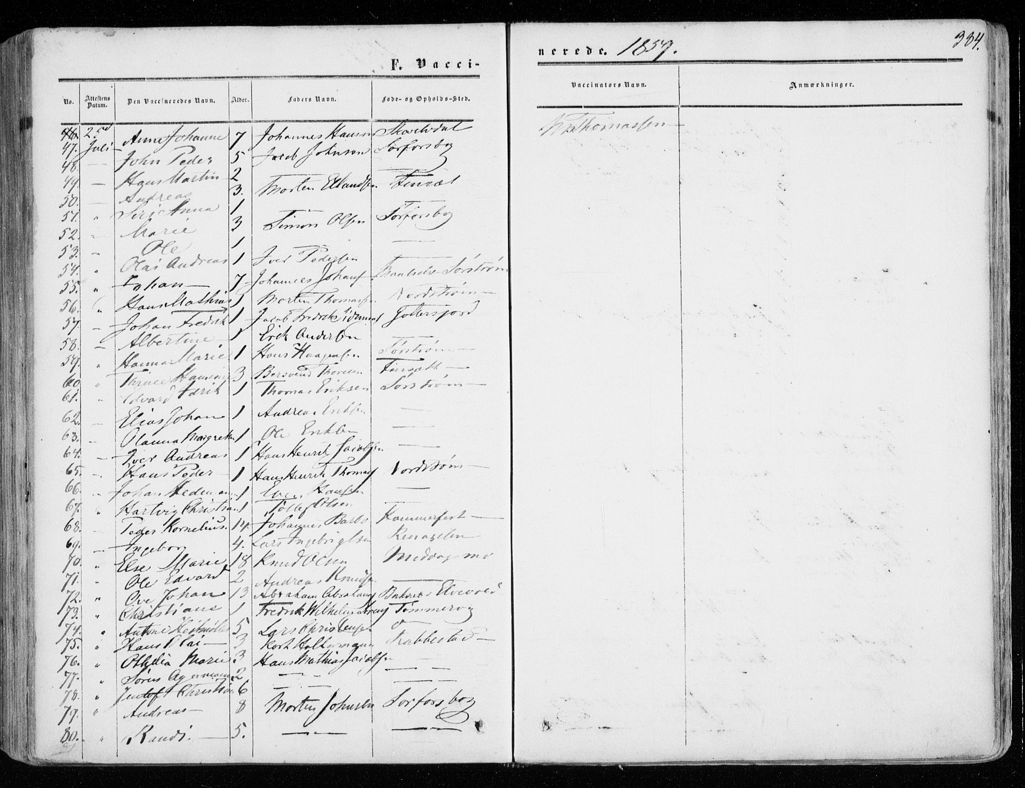 Tranøy sokneprestkontor, AV/SATØ-S-1313/I/Ia/Iaa/L0007kirke: Parish register (official) no. 7, 1856-1866, p. 384