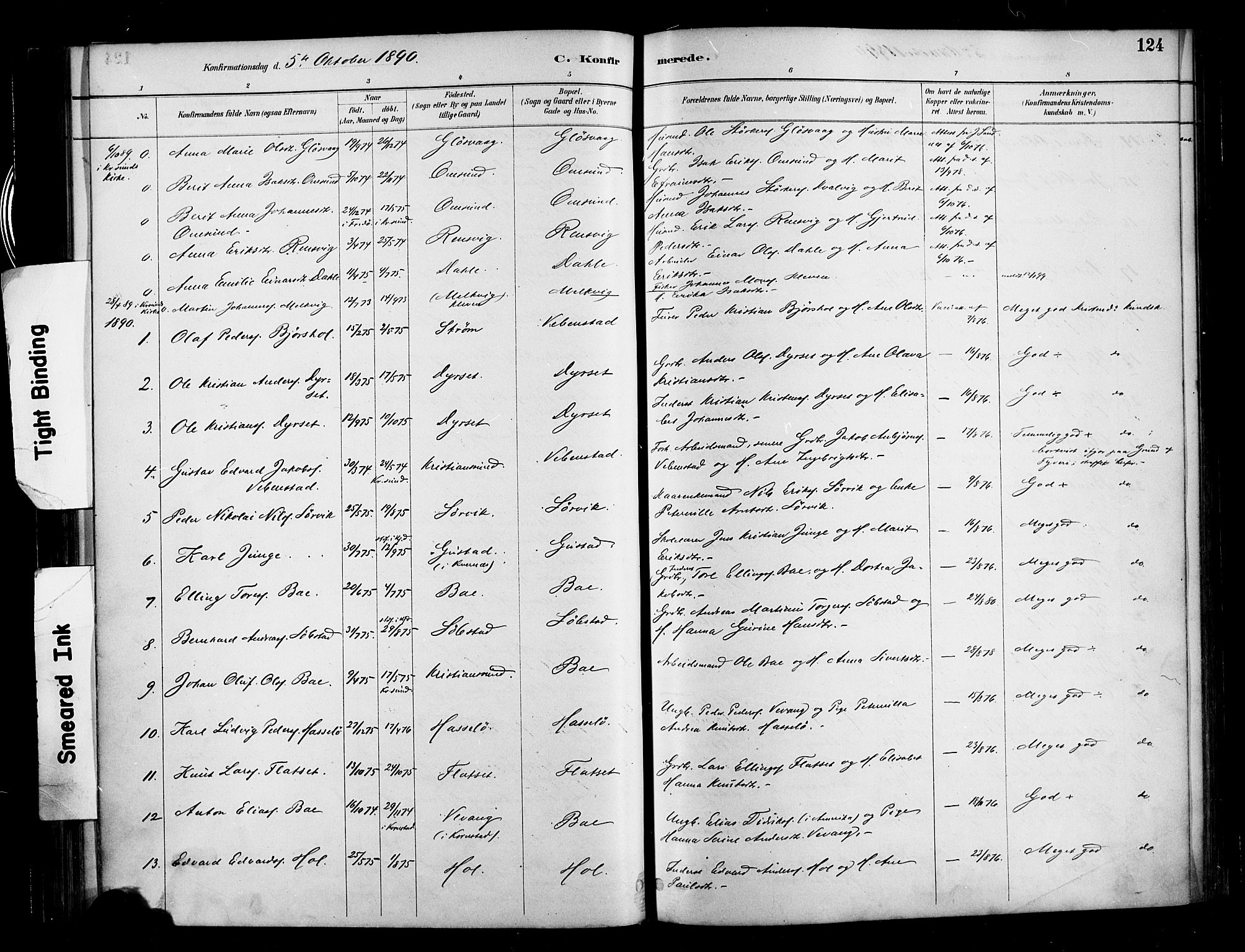 Ministerialprotokoller, klokkerbøker og fødselsregistre - Møre og Romsdal, SAT/A-1454/569/L0819: Parish register (official) no. 569A05, 1885-1899, p. 124